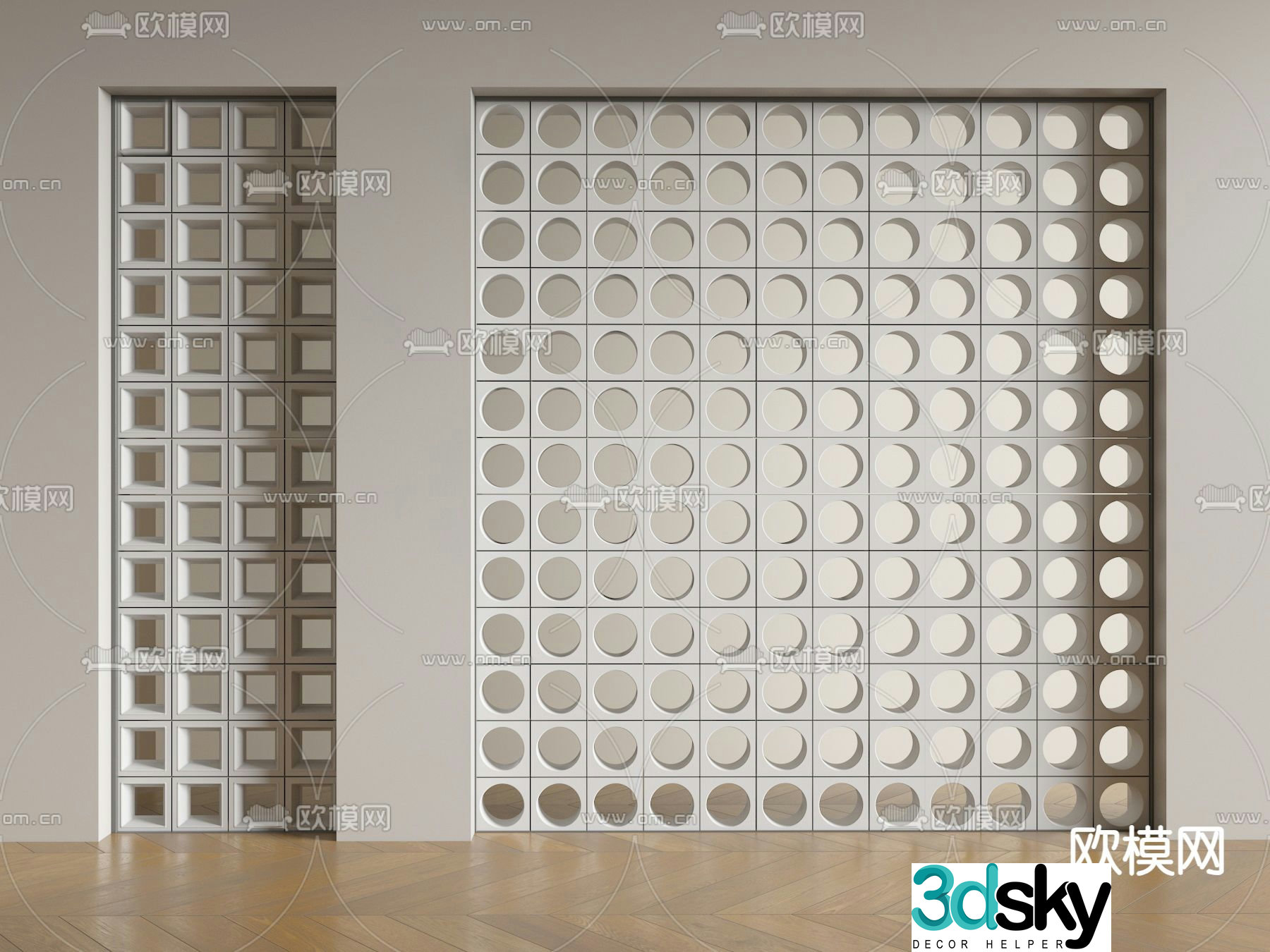 Cement brick partition hollow brick 3d model