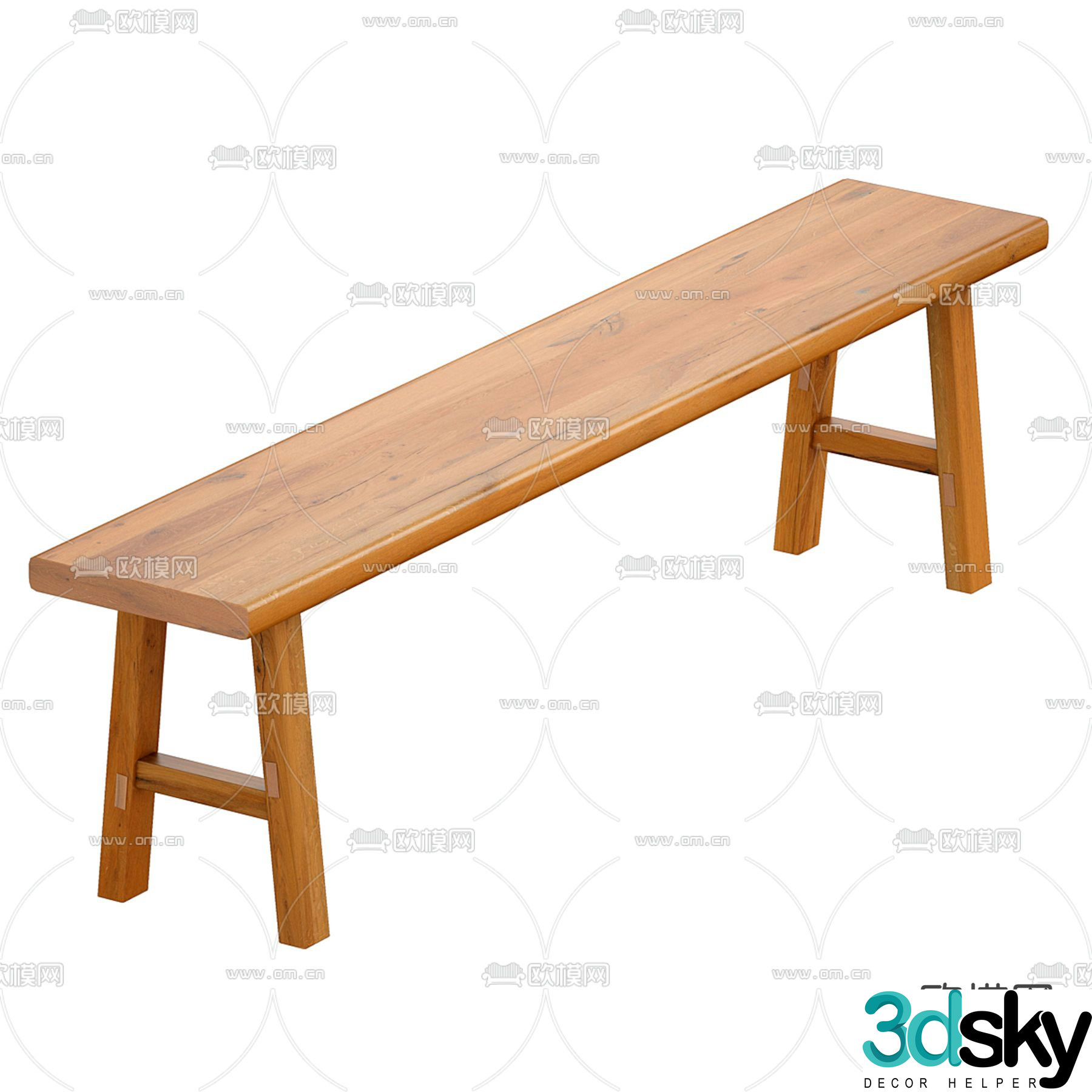 stool bench solid wood bench 3d model