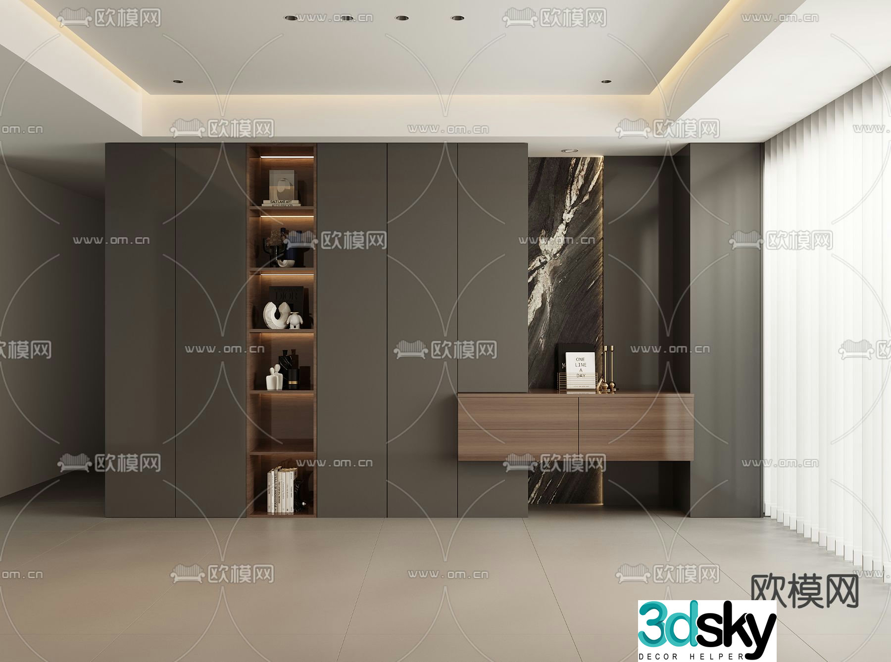 Italian decorative cabinet shelf 3d model