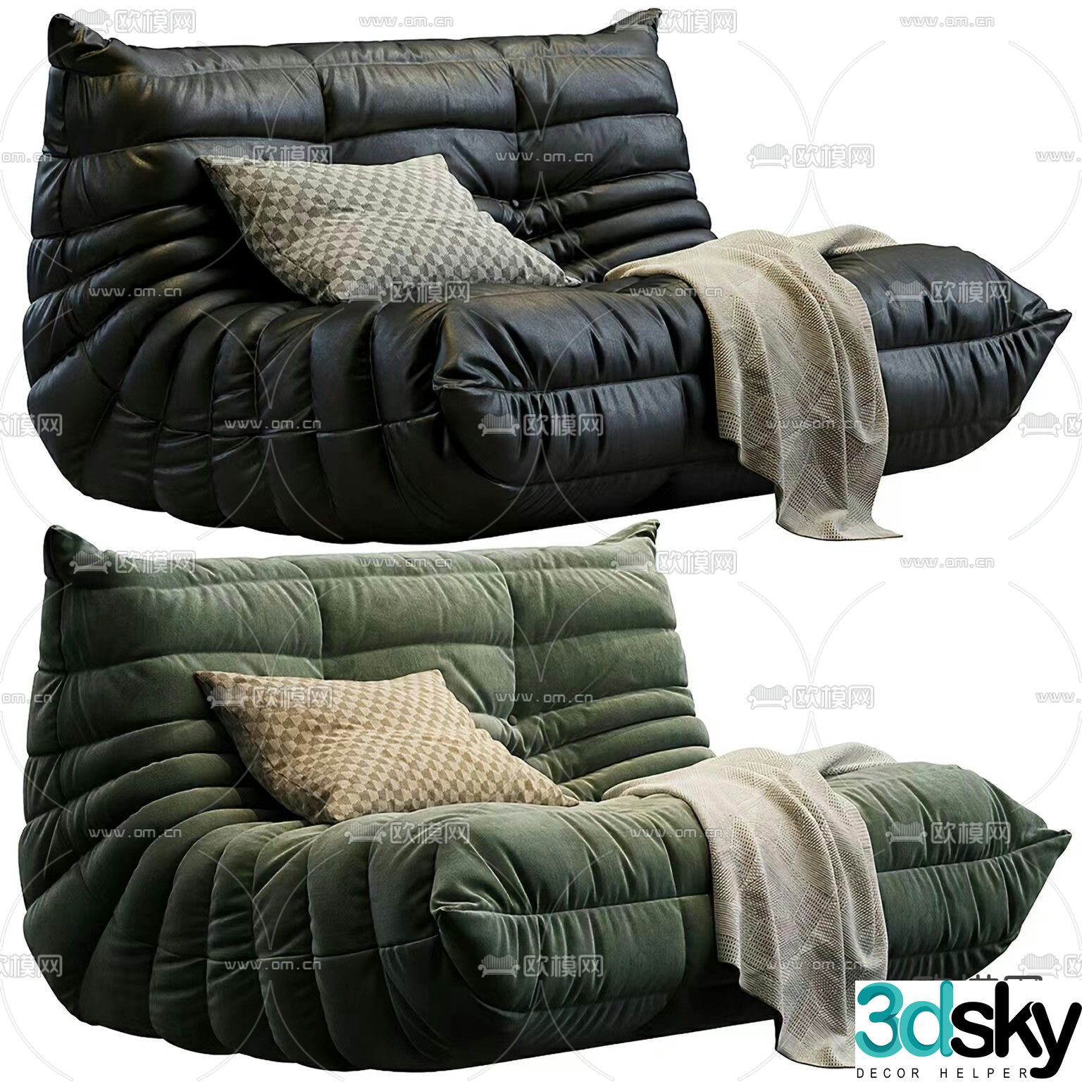 Exquisite double sofa 3d model