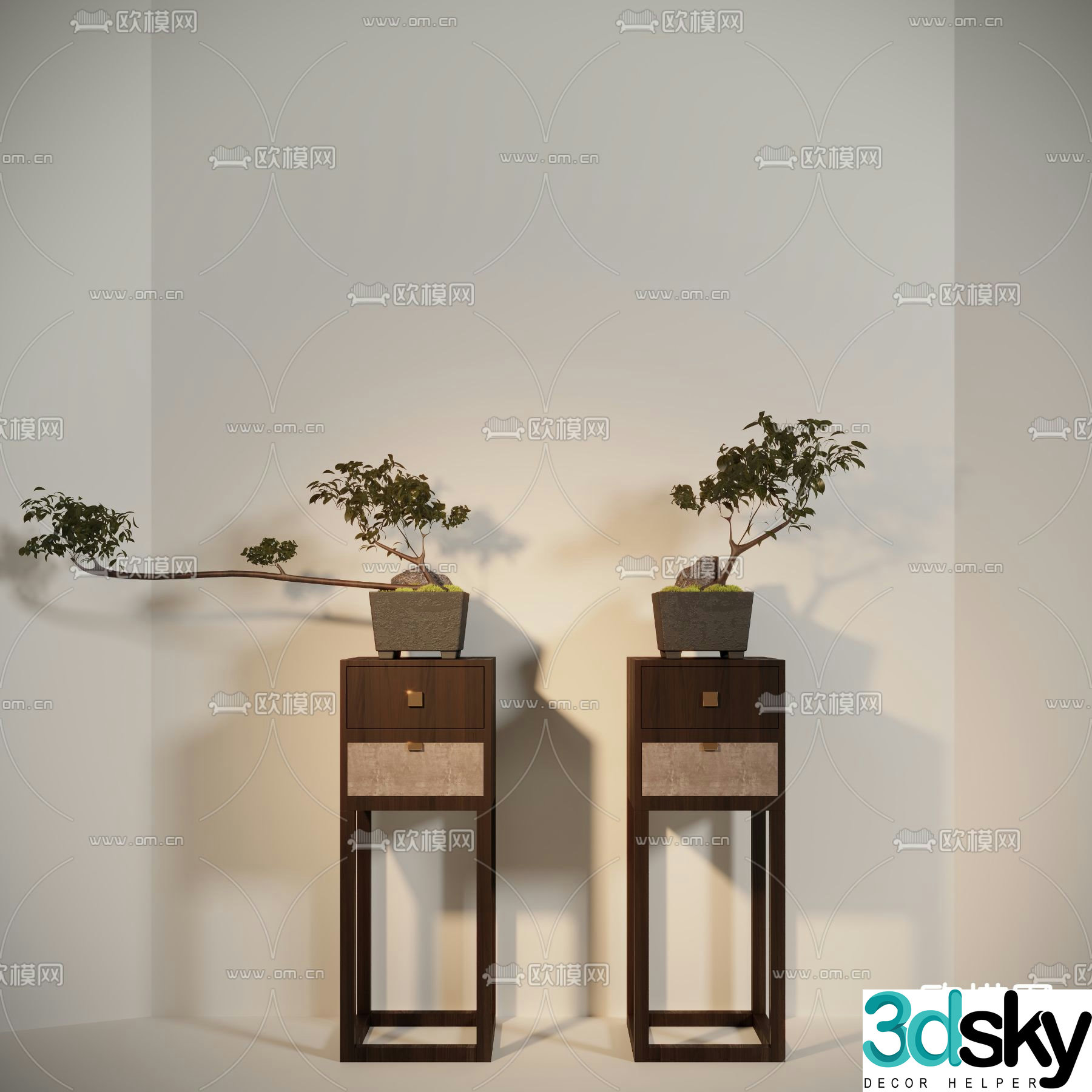 New Chinese potted plant 3D model