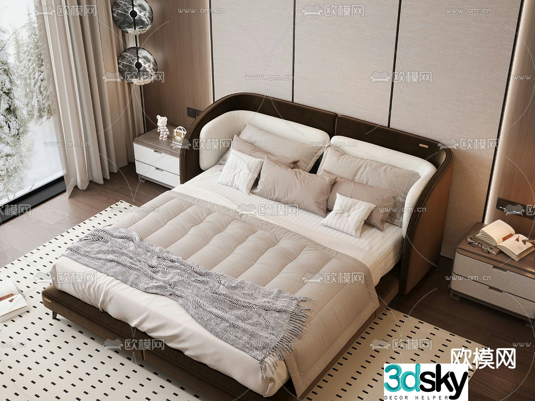 Home double bed 3d model