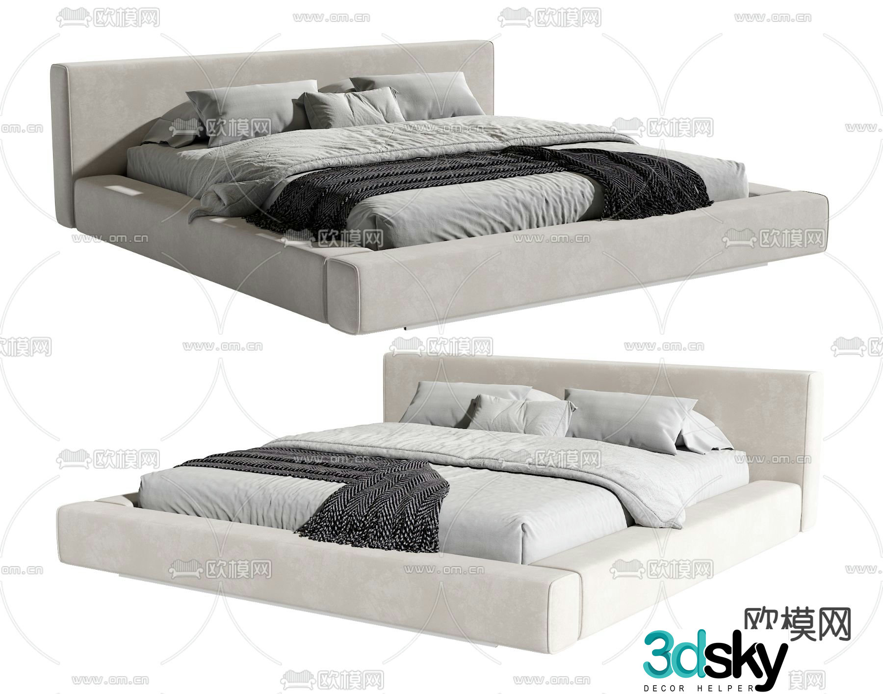 Modern double bed 3d model