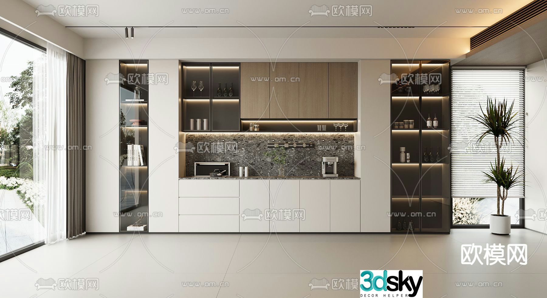 Modern wine cabinet sideboard 3d model