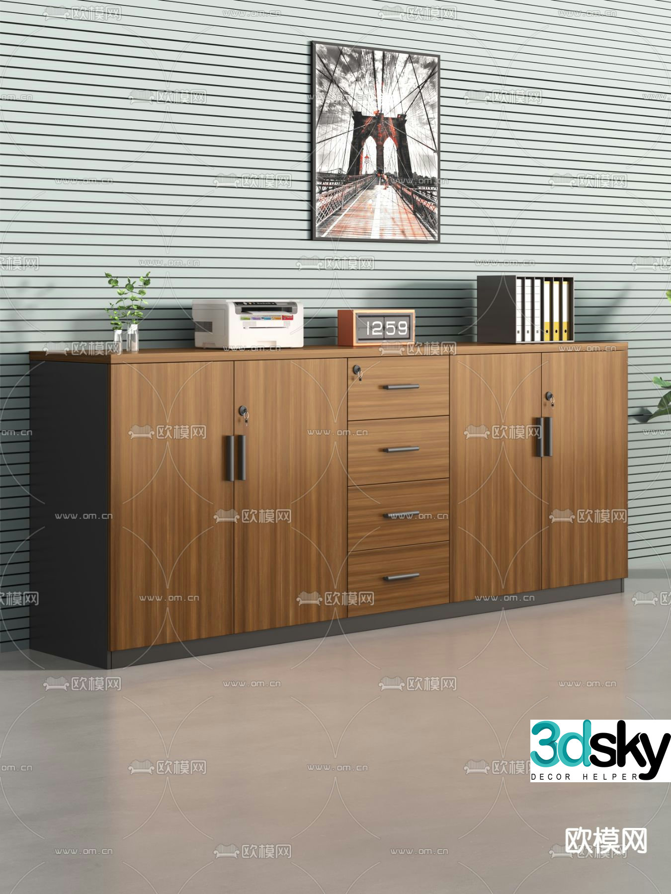 Modern file cabinet bookcase storage cabinet 3d model