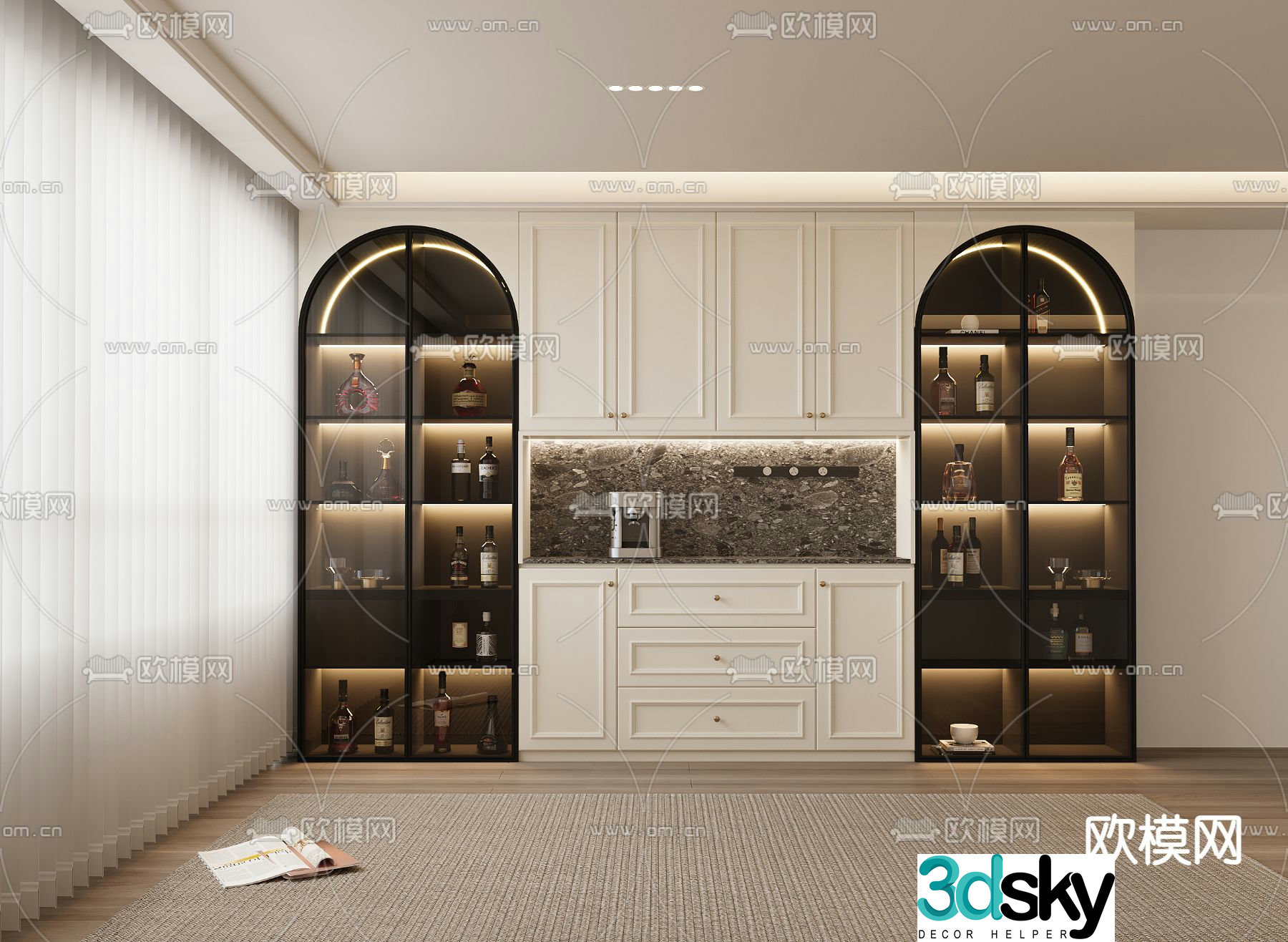French wine cabinet sideboard 3d model