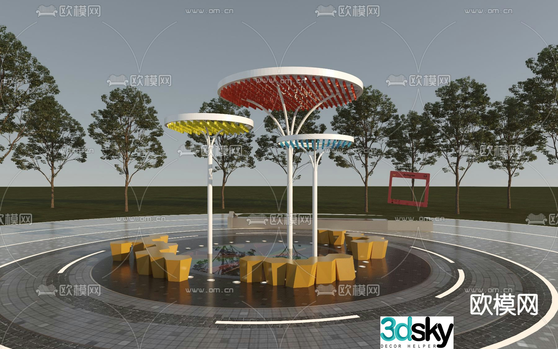 Modern park sculpture landscape sculpture 3d model