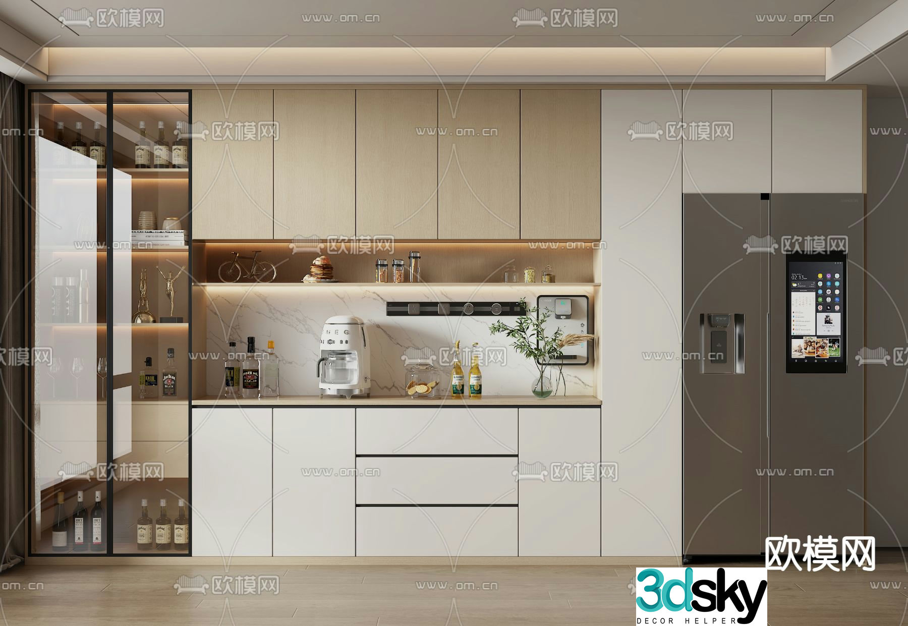 Modern wine cabinet sideboard 3d model