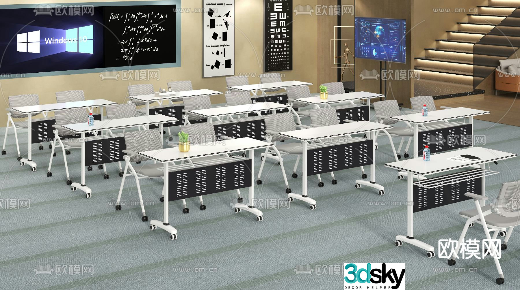 Multifunctional tables and chairs training tables and chairs 3d model