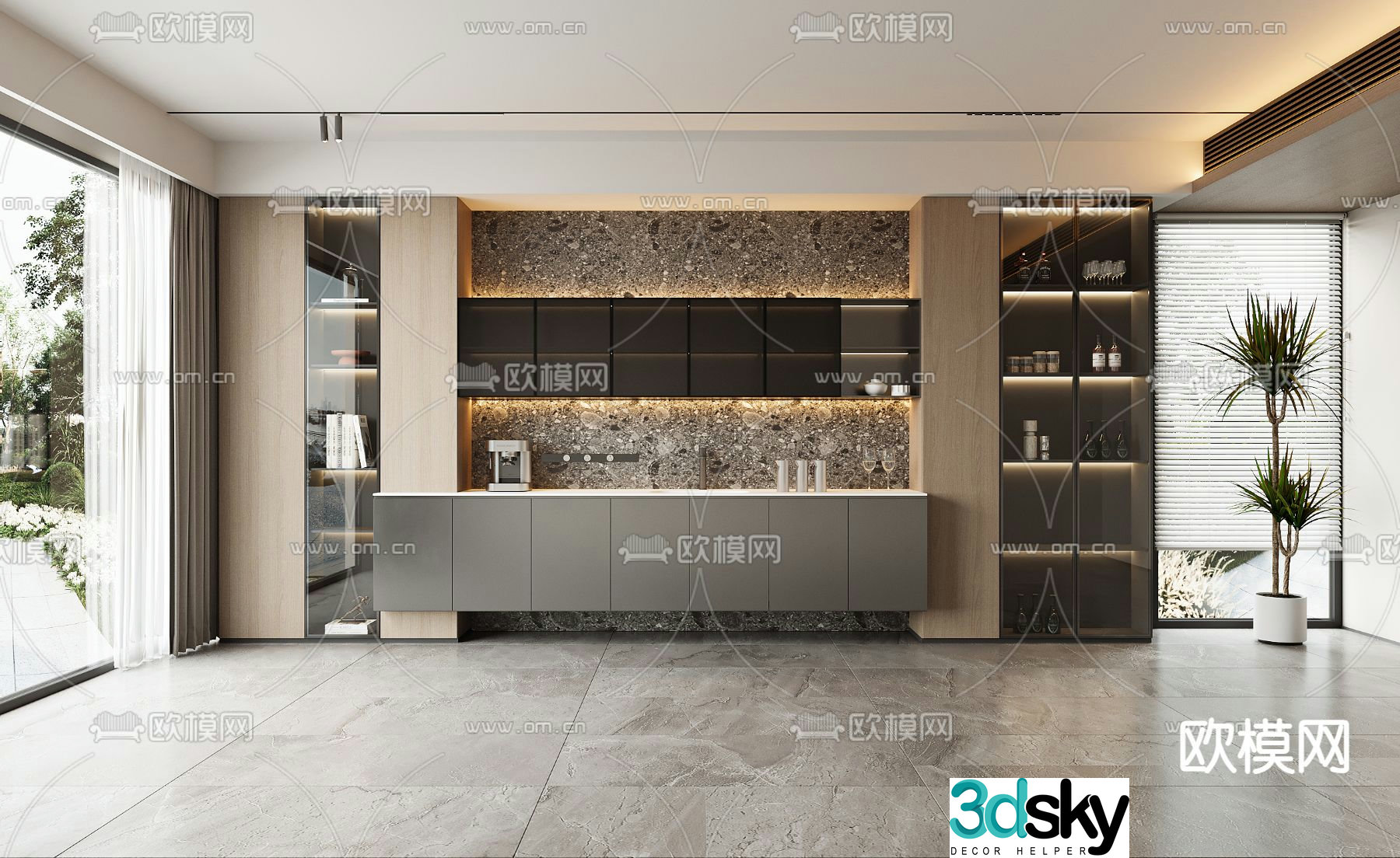 Modern sideboard wine cabinet 3d model