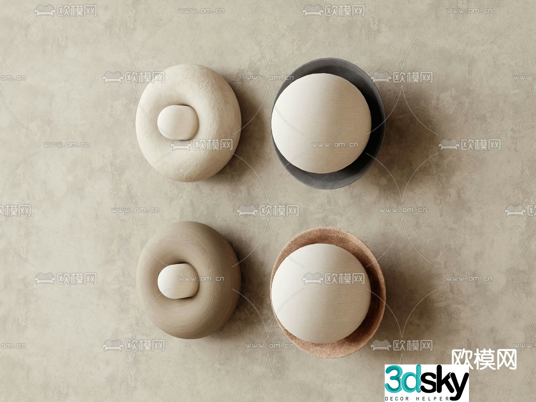 Wabi-sabi wall lamp plaster wall lamp 3d model