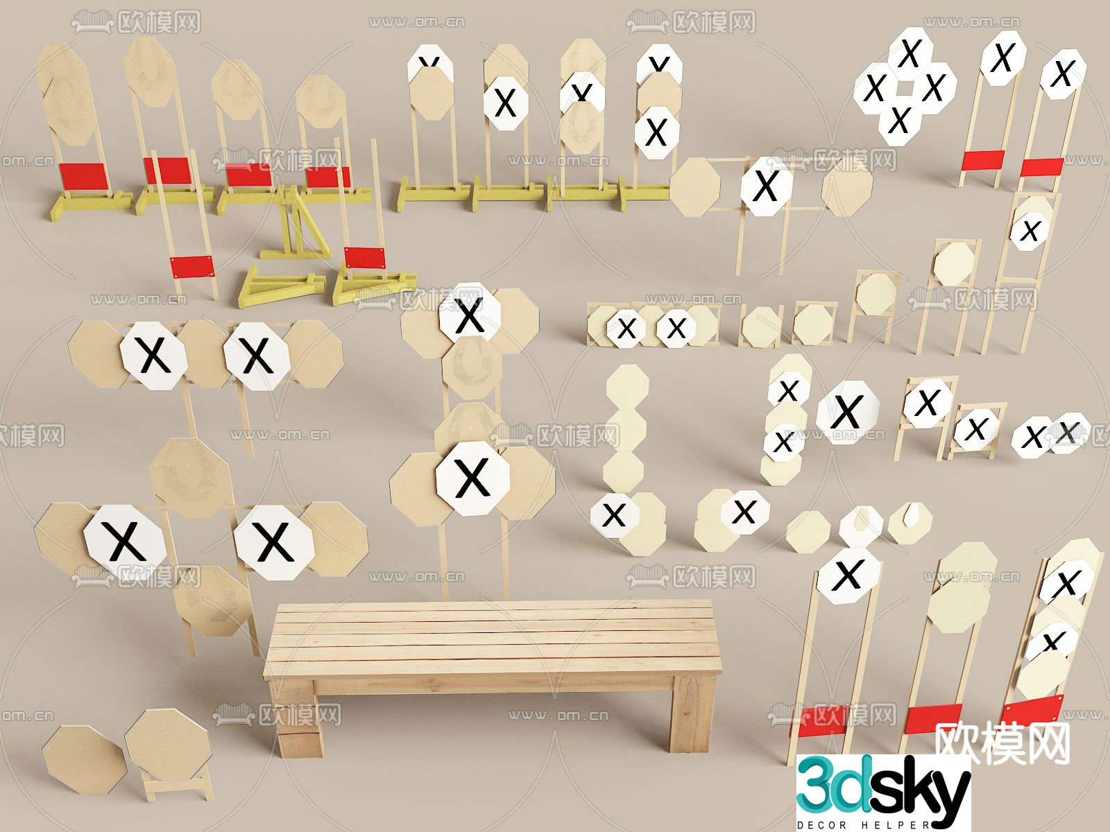 Military shooting gallery shooting props shooting card 3d model