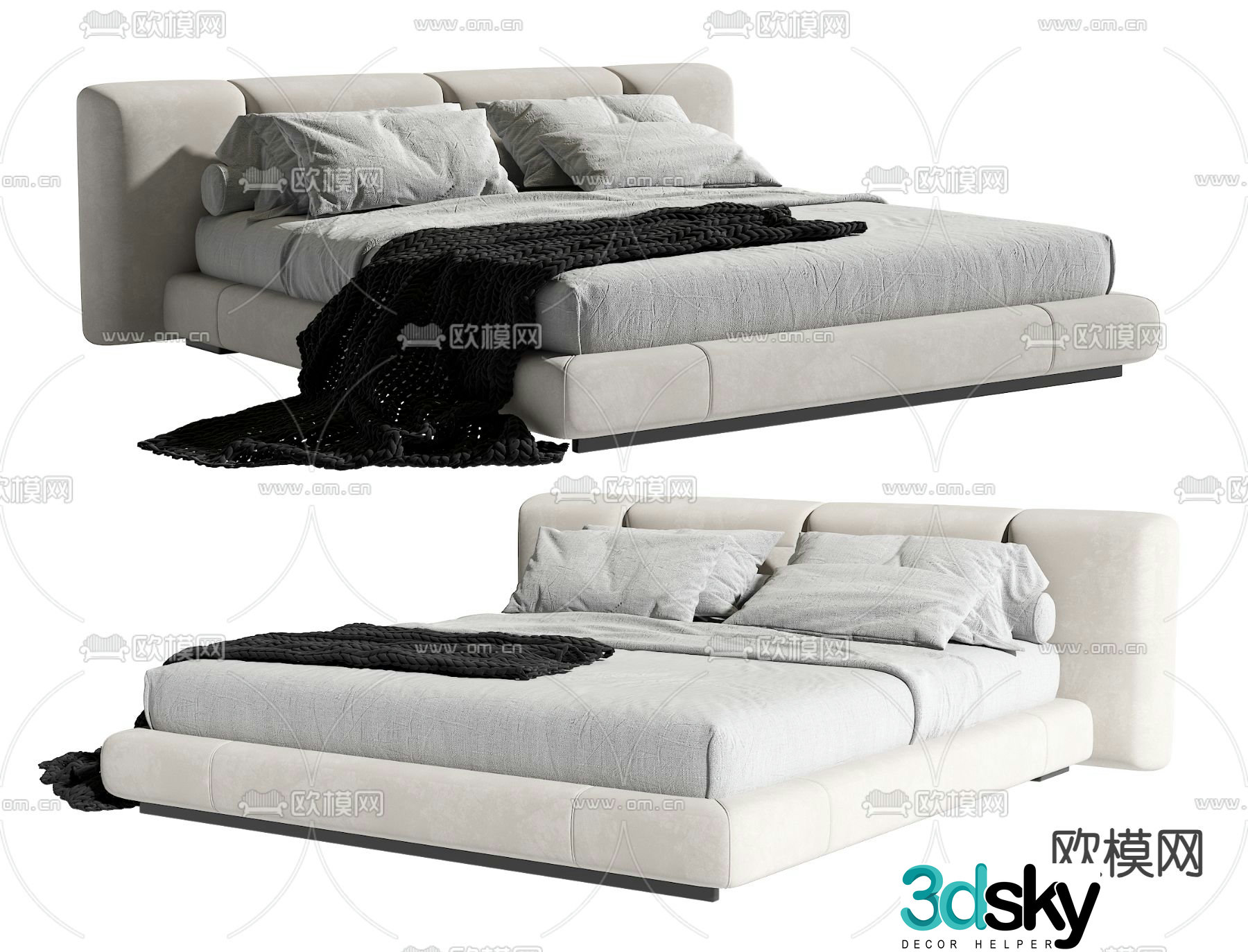 Modern double bed 3d model