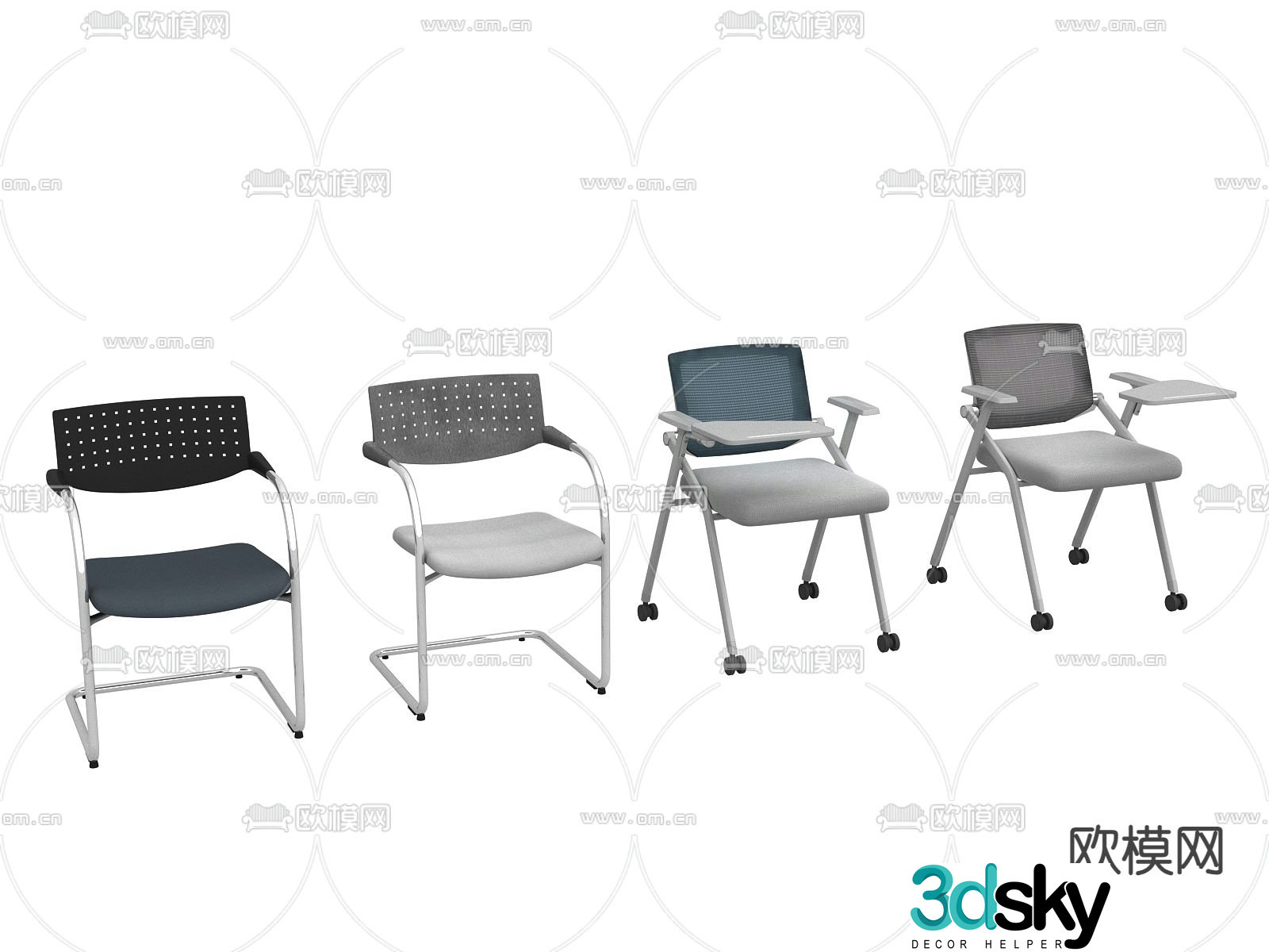 Office chair training chair 3d model