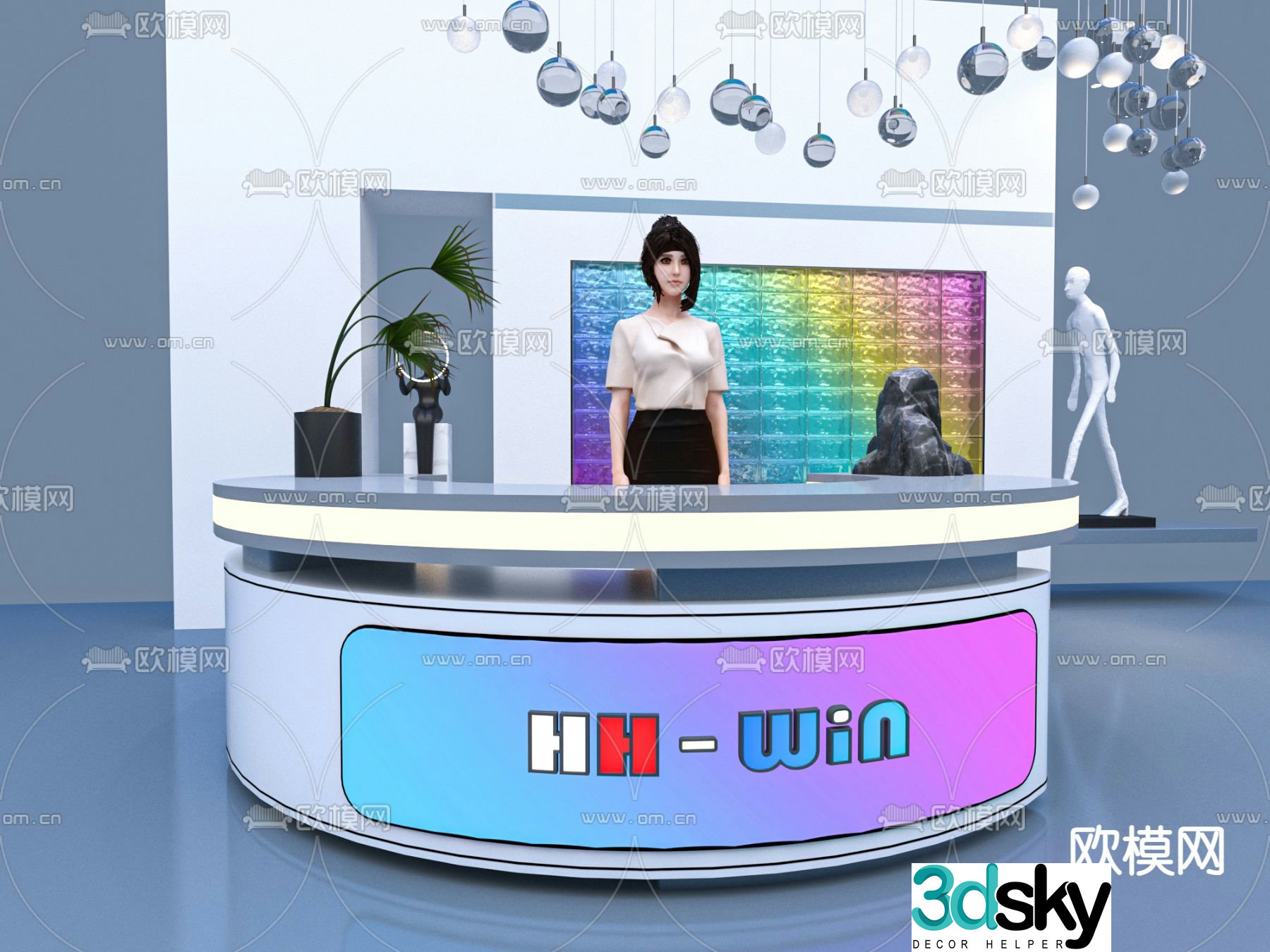 Event exhibition front desk reception desk service desk 3d model
