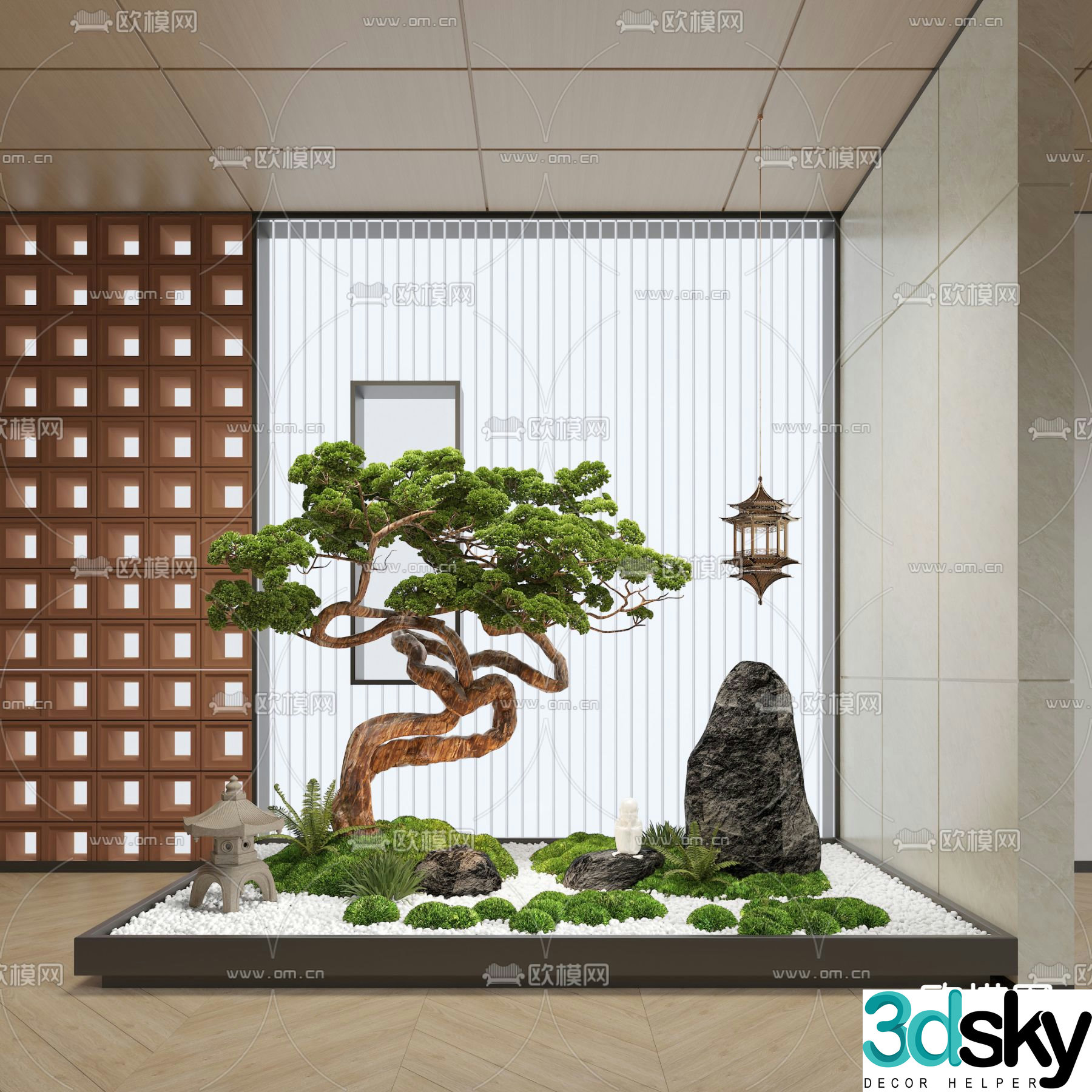 Indoor landscape small scene landscaping 3D model