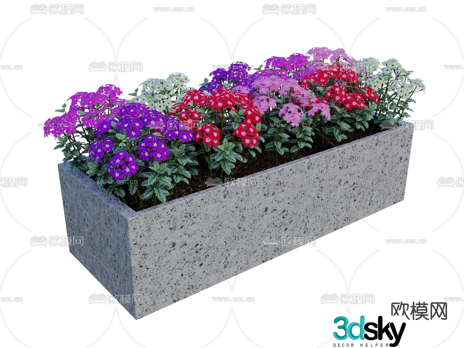 Beautiful cherry blossoms garden plants flower bed 3d model