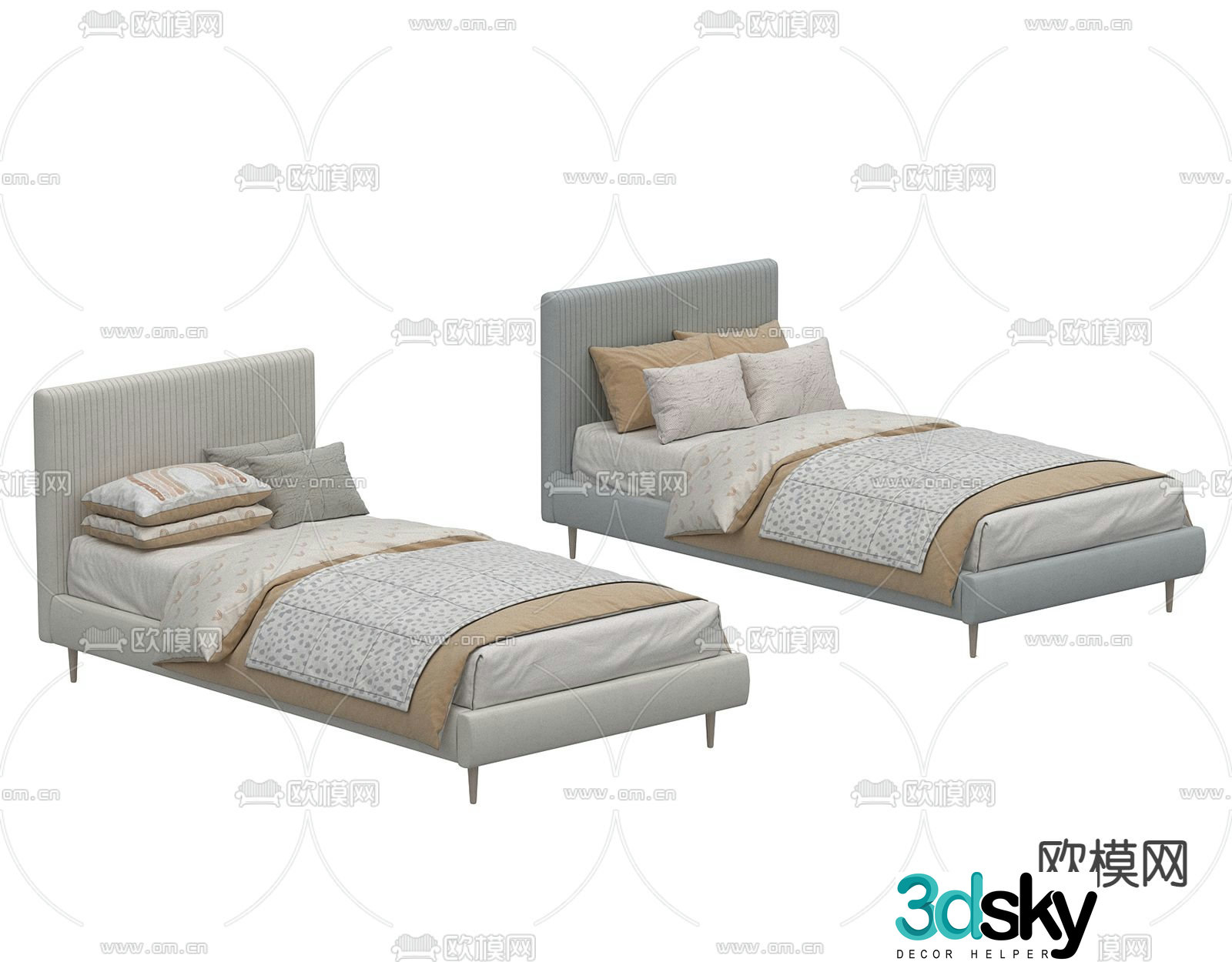 Modern single bed 3d model