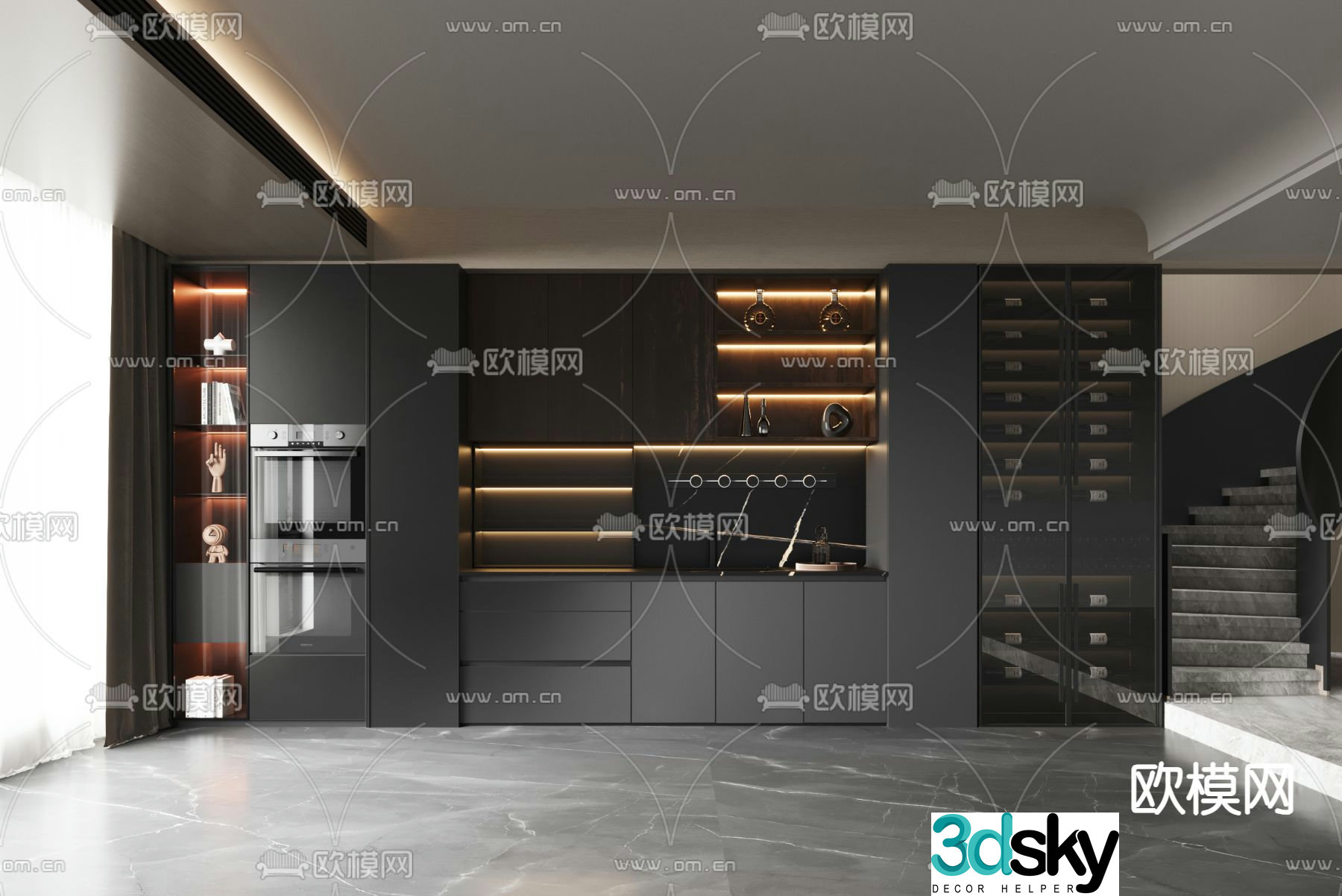 Modern wine cabinet sideboard 3d model