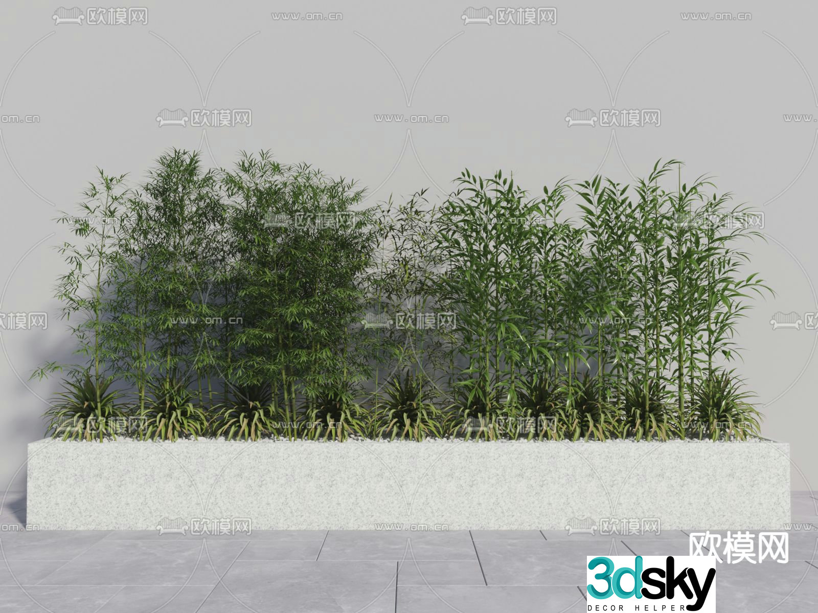 Bamboo potted plant flower tank 3D model