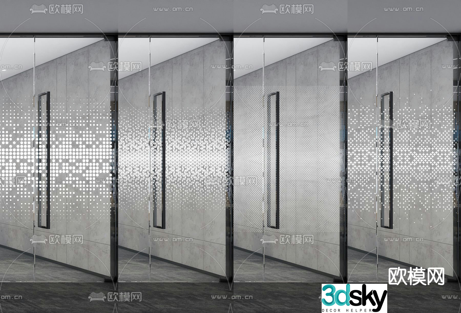 Frosted glass film Glass partition 3D model