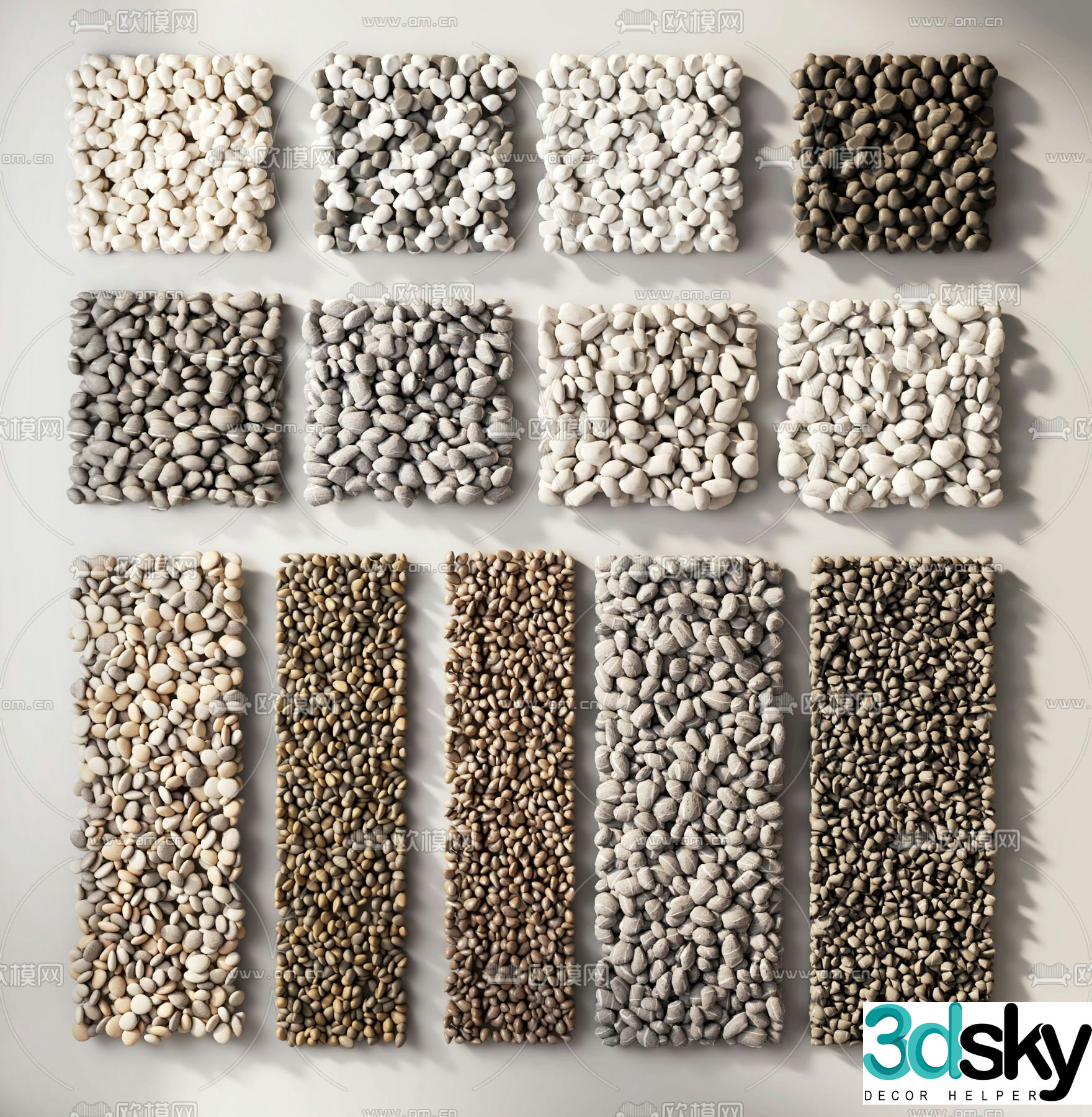 Landscape cobblestone stone gravel gravel landscape stone tingbu stone 3d model