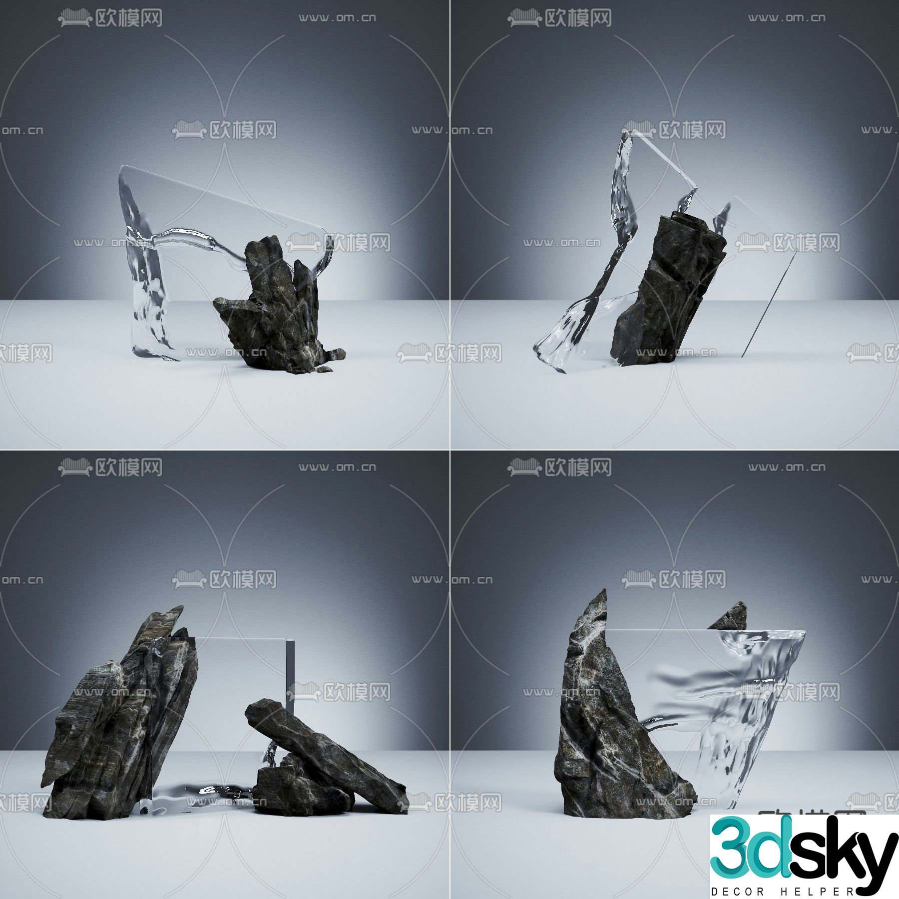 Rockery landscape art installation 3d model