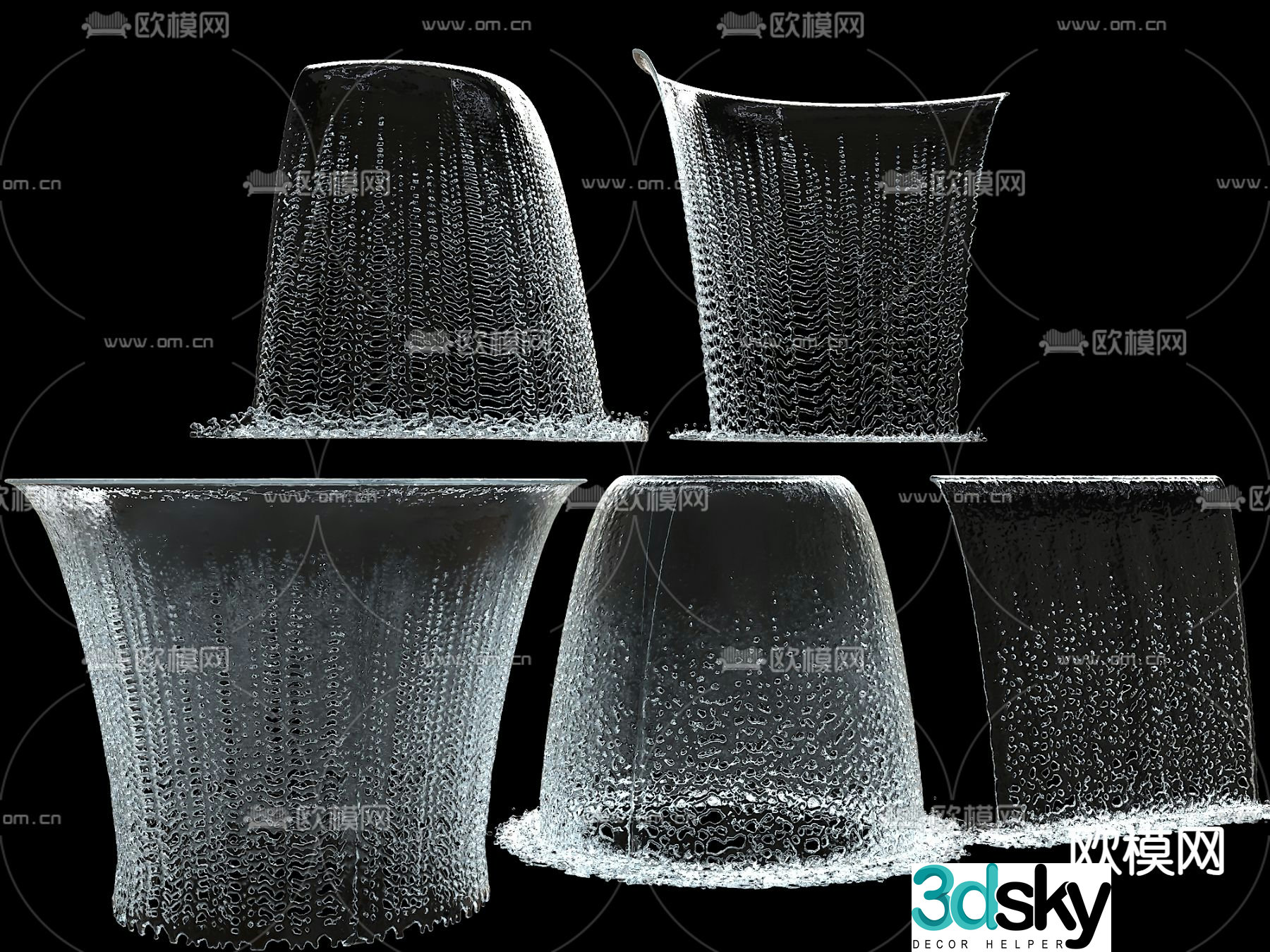 Arc waterfall flowing water fountain 3d model