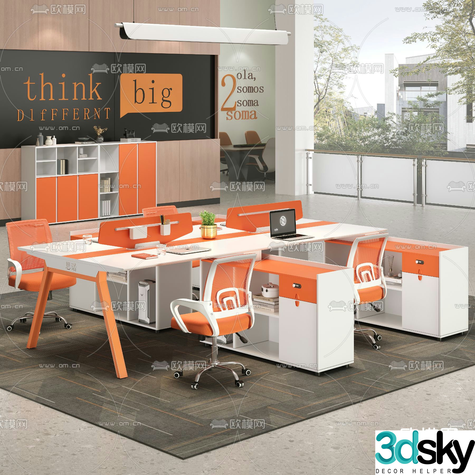 Modern office desk and chair office desk 3d model