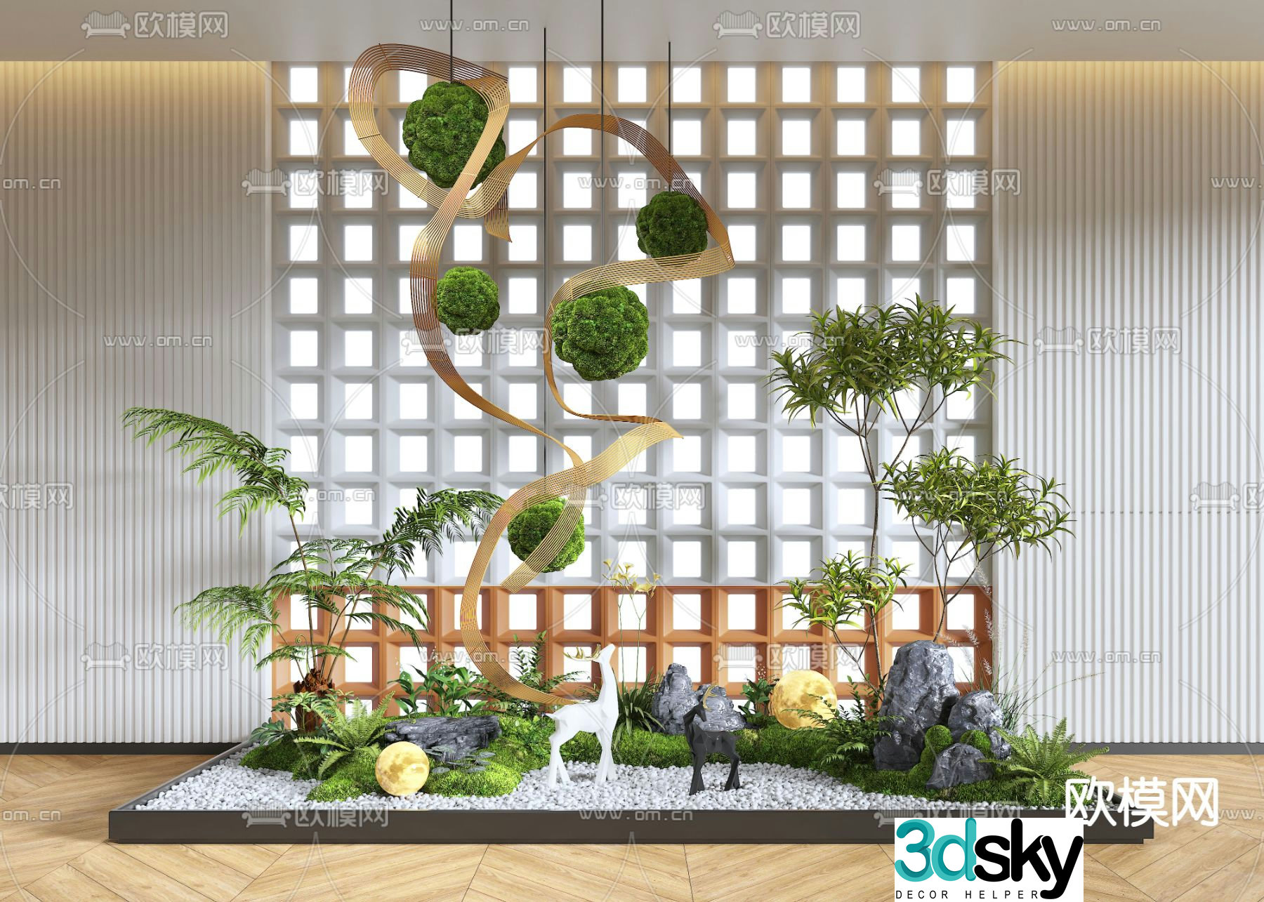 Indoor landscape plant landscaping hanging moss 3d model