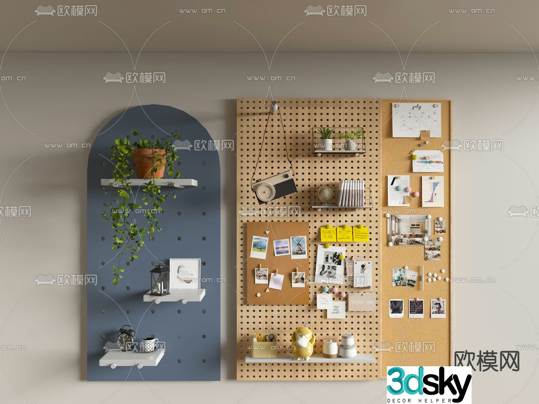 Hanging ornament hole plate shelf 3D model