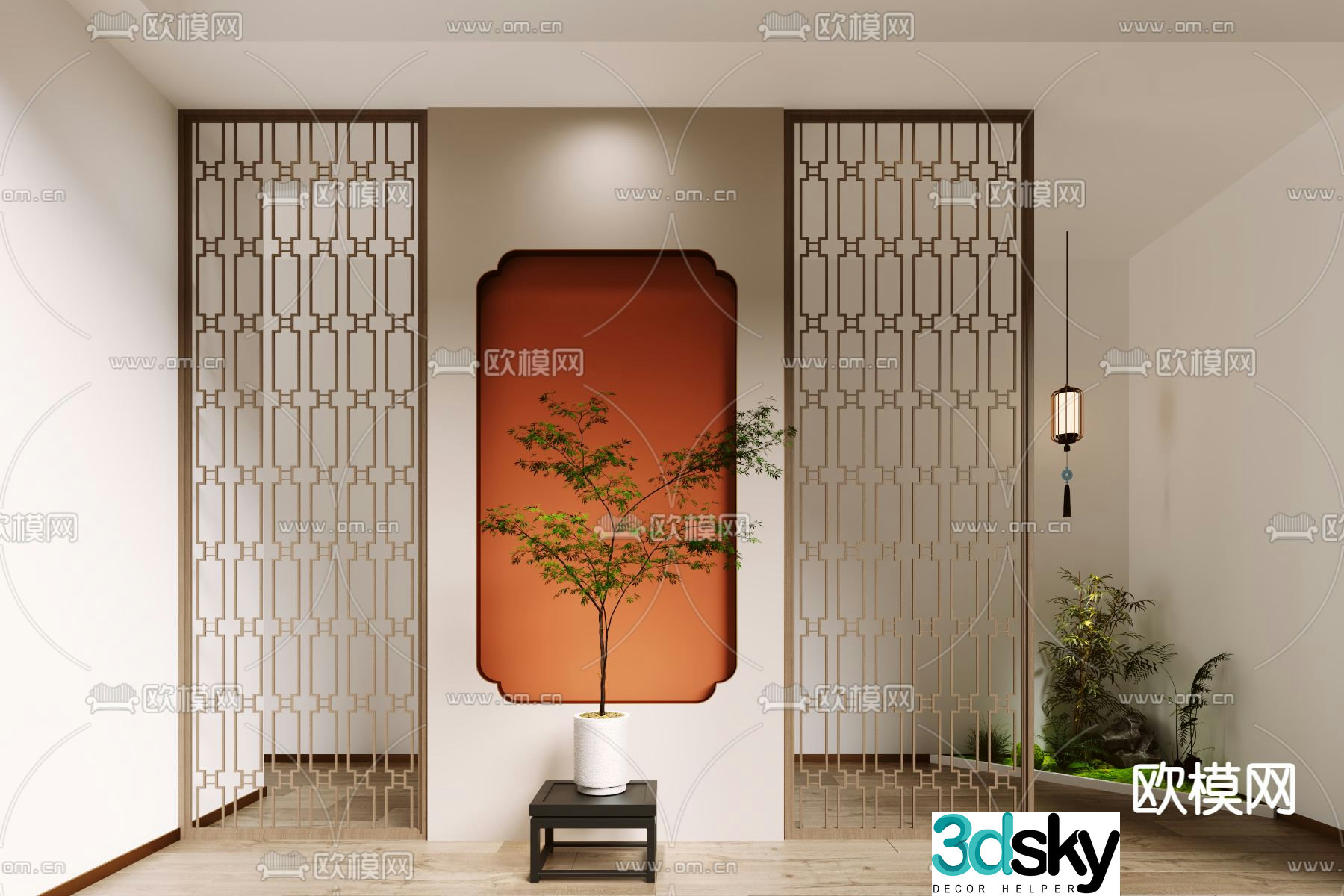 New Chinese style partition hollow partition 3D model