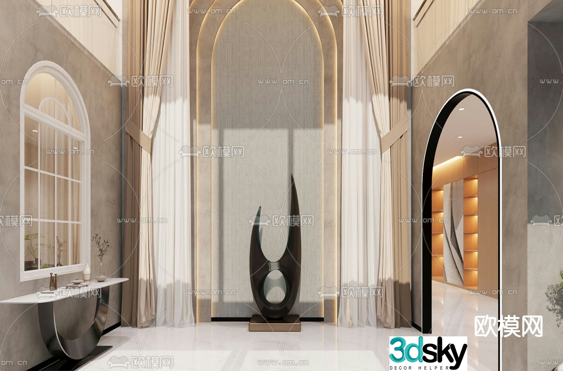 Modern soft furnishing store curtain store front hall 3d model