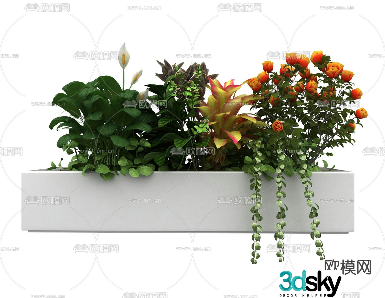 Outdoor flower box flower slot flower bed 3d model