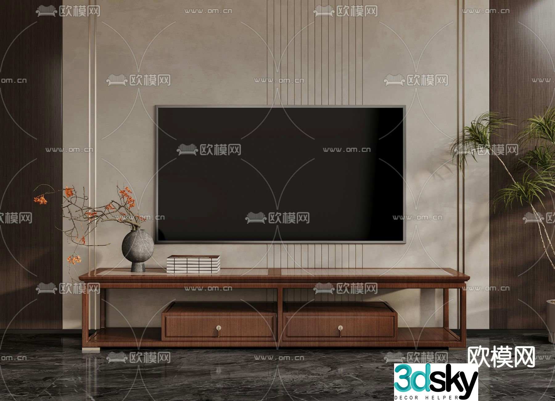 New Chinese style TV cabinet 3d model
