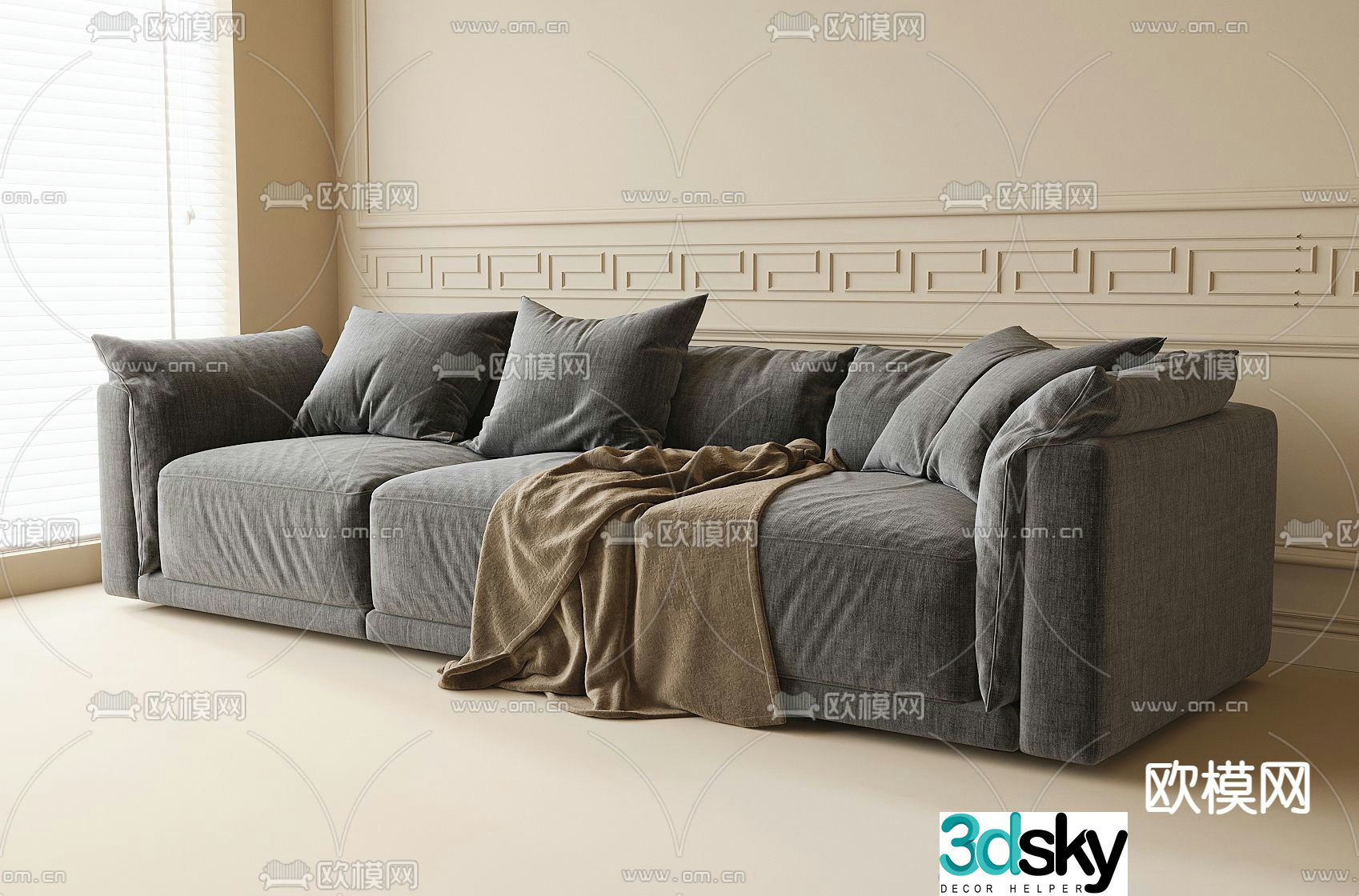 multi-person sofa three-person sofa 3d model
