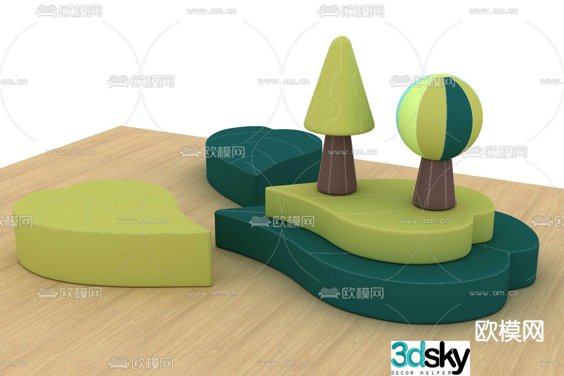 Soft-pack leaf seats Public chair 3d model