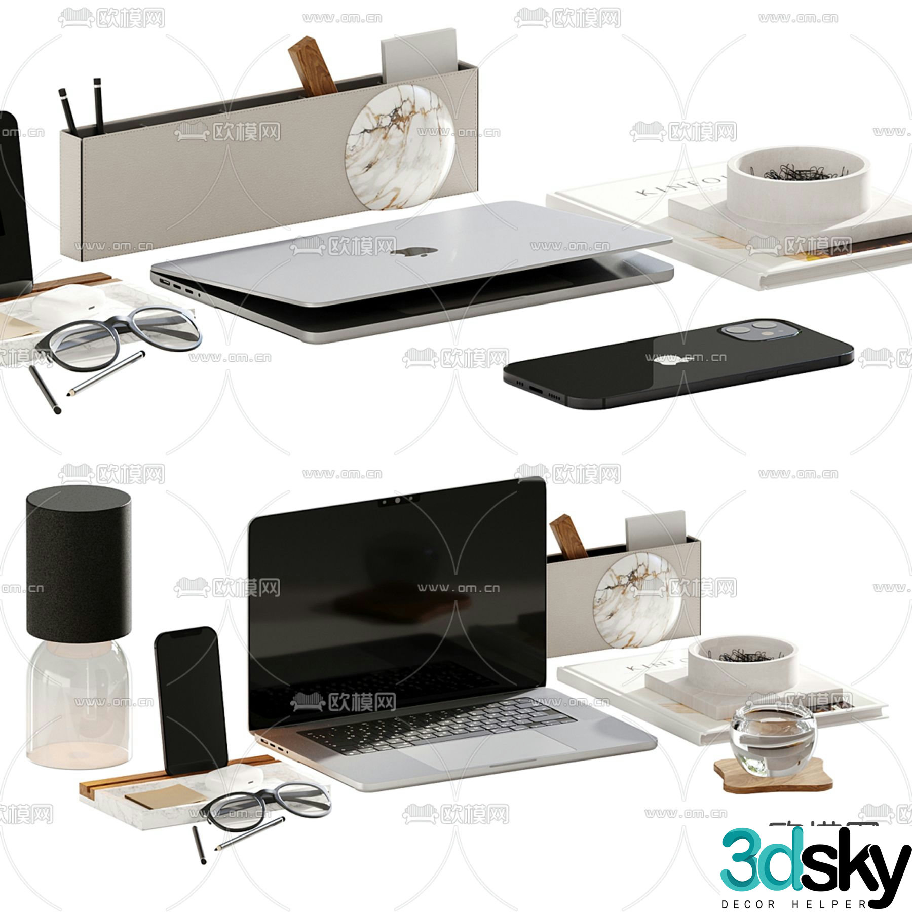 Desktop accessories office supplies 3d model