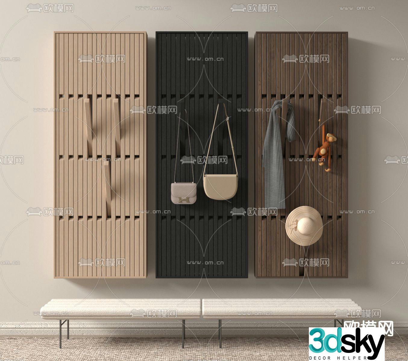 Piano keys hanging board hanging decoration 3D model