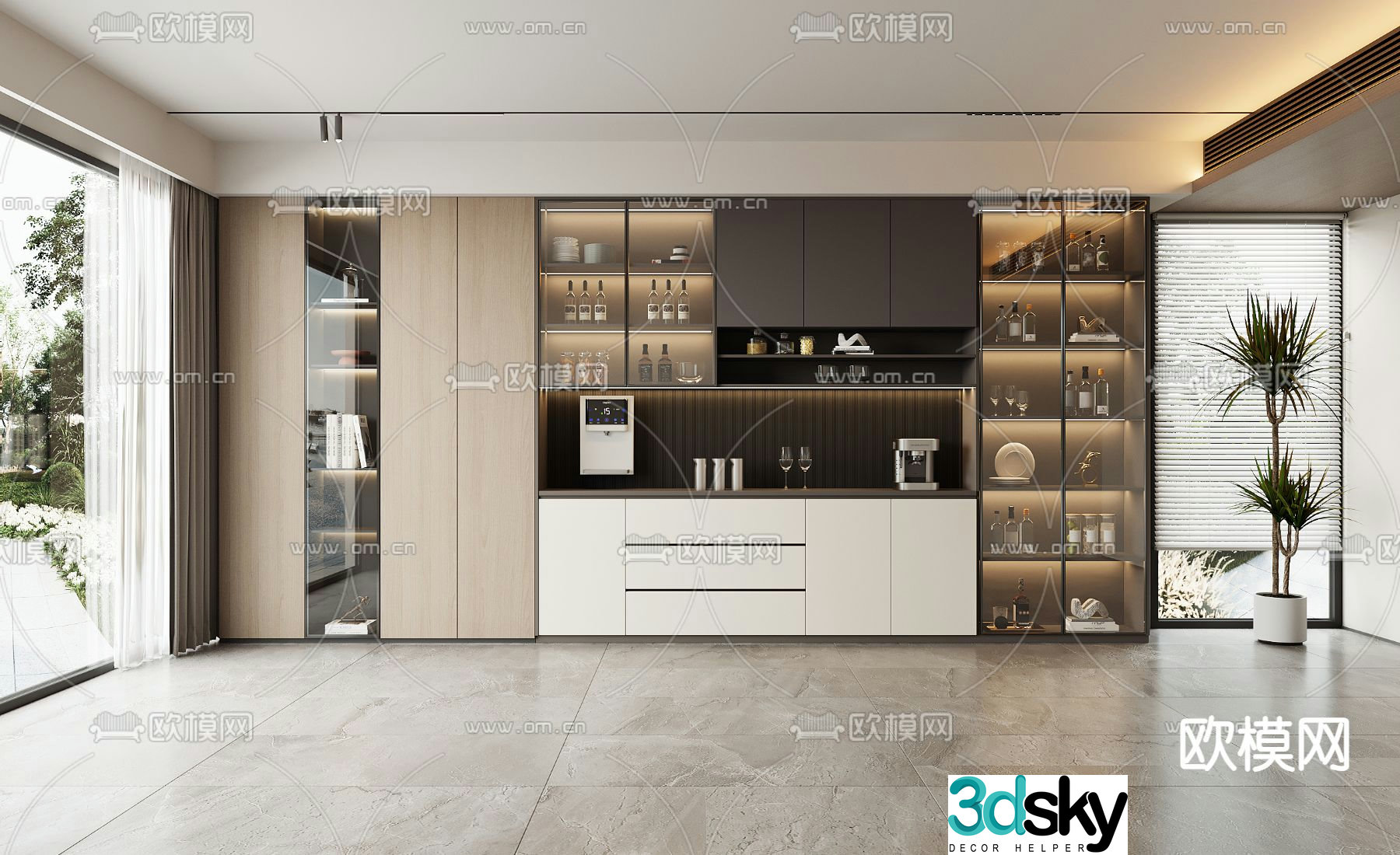 Modern wine cabinet sideboard 3d model