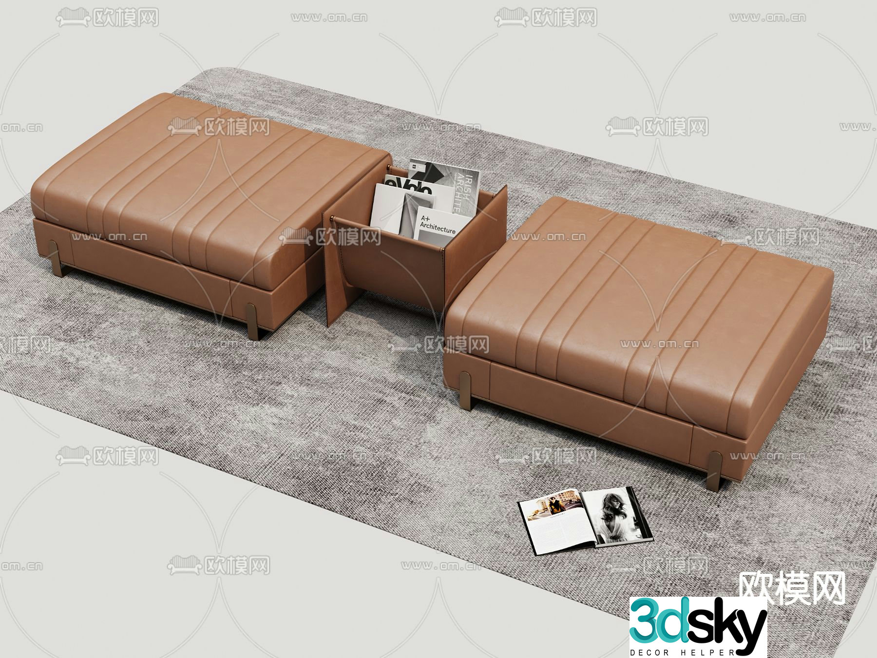 Sofa stool shoe changing stool 3d model