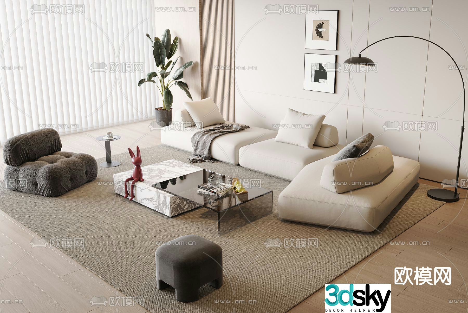 Modern sectional sofa 3d model