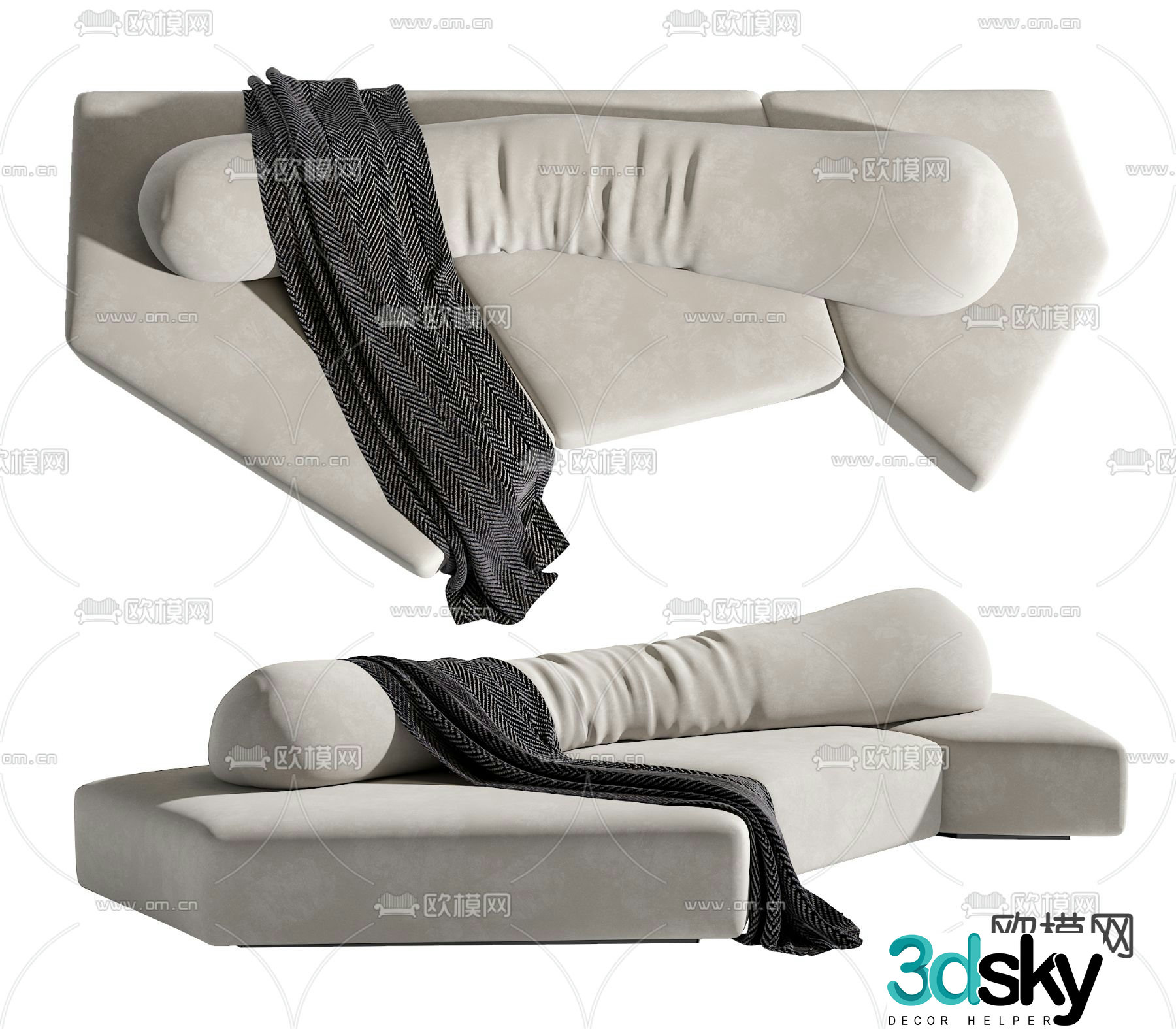 Edra three seater sofa island sofa 3d model