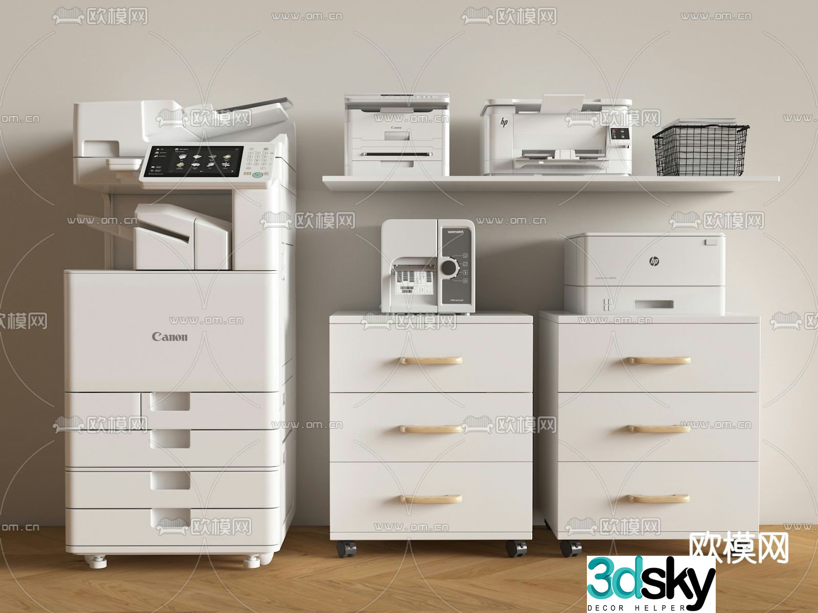 File cabinet copier printer 3d model