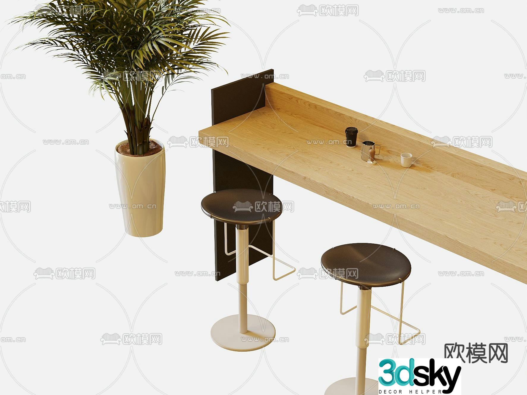 Coffee bar fast food bar 3d model