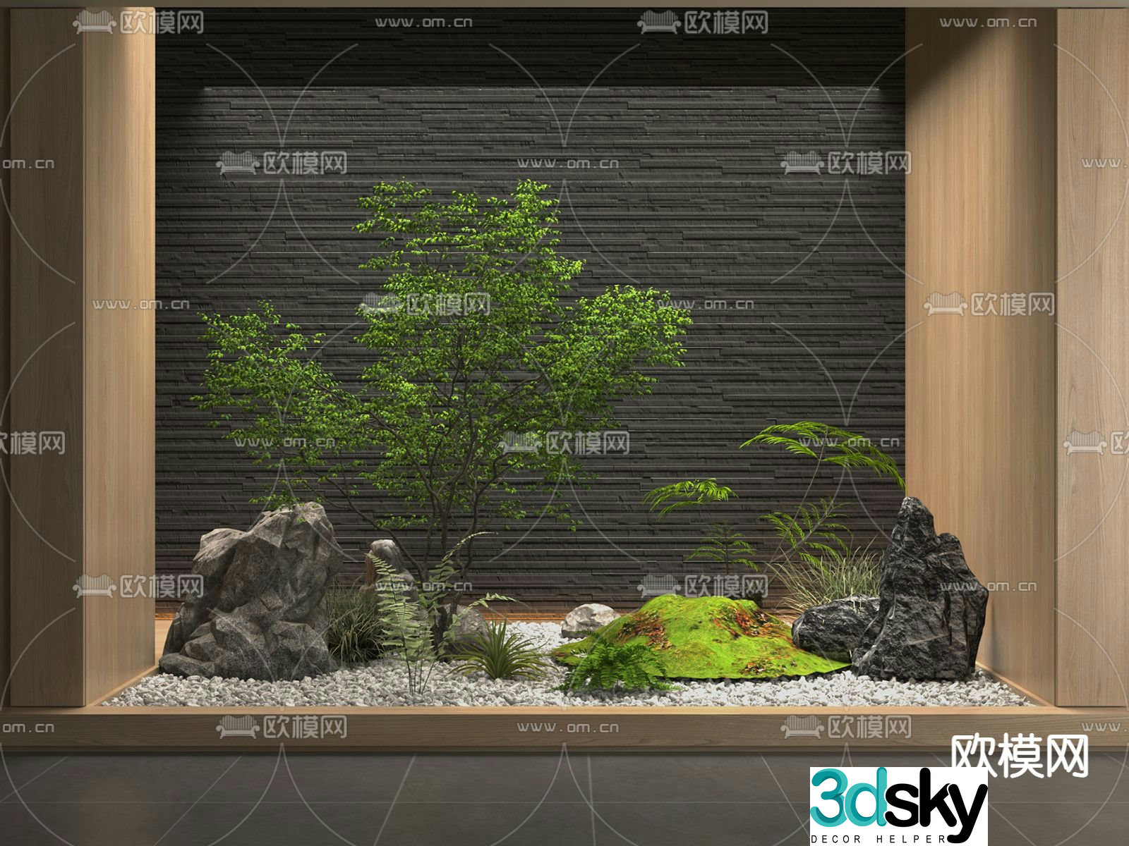 Landscape sketch plant landscaping moss landscape stone 3D model