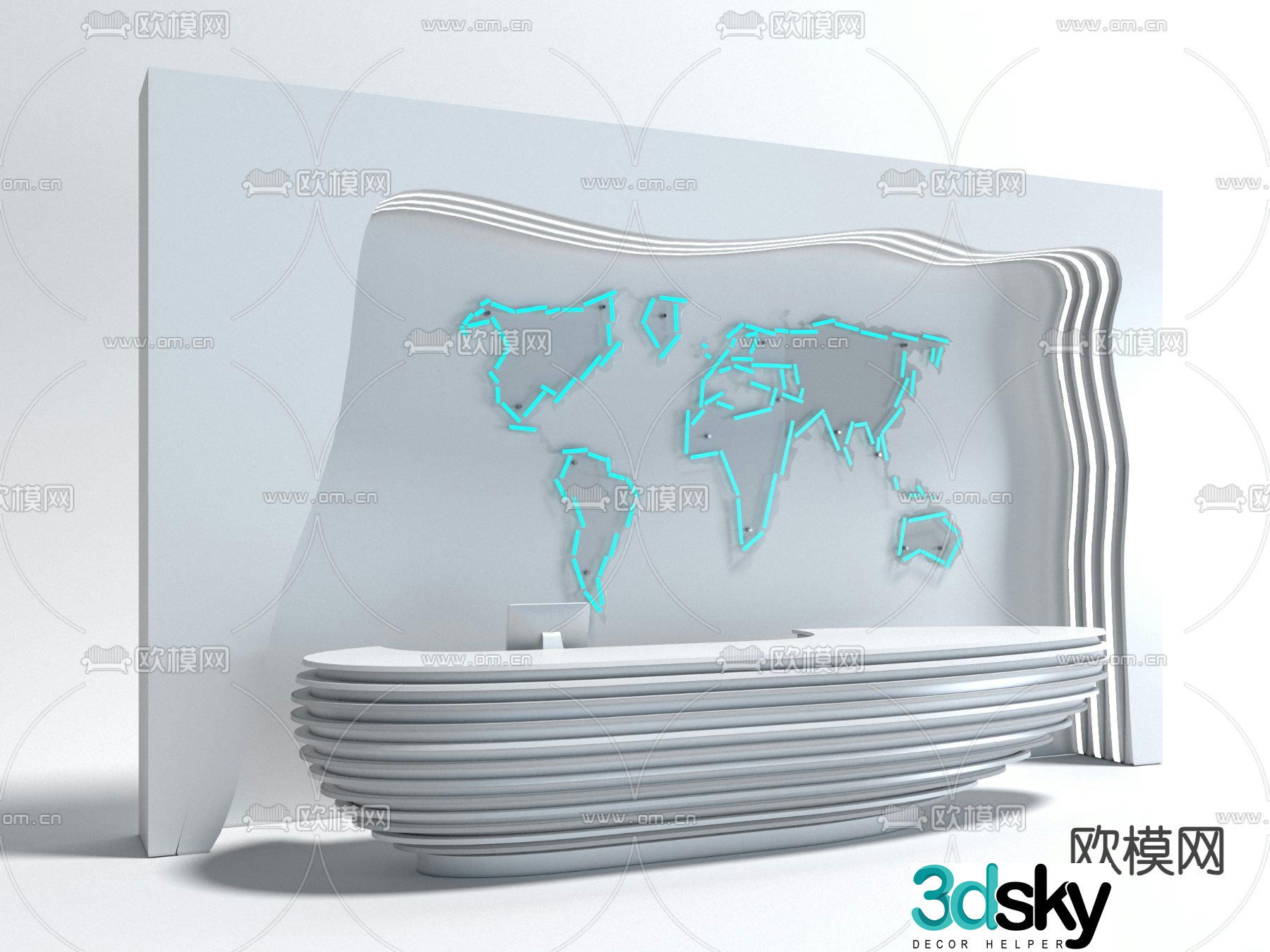 Front desk counter reception desk information desk cashier 3d model