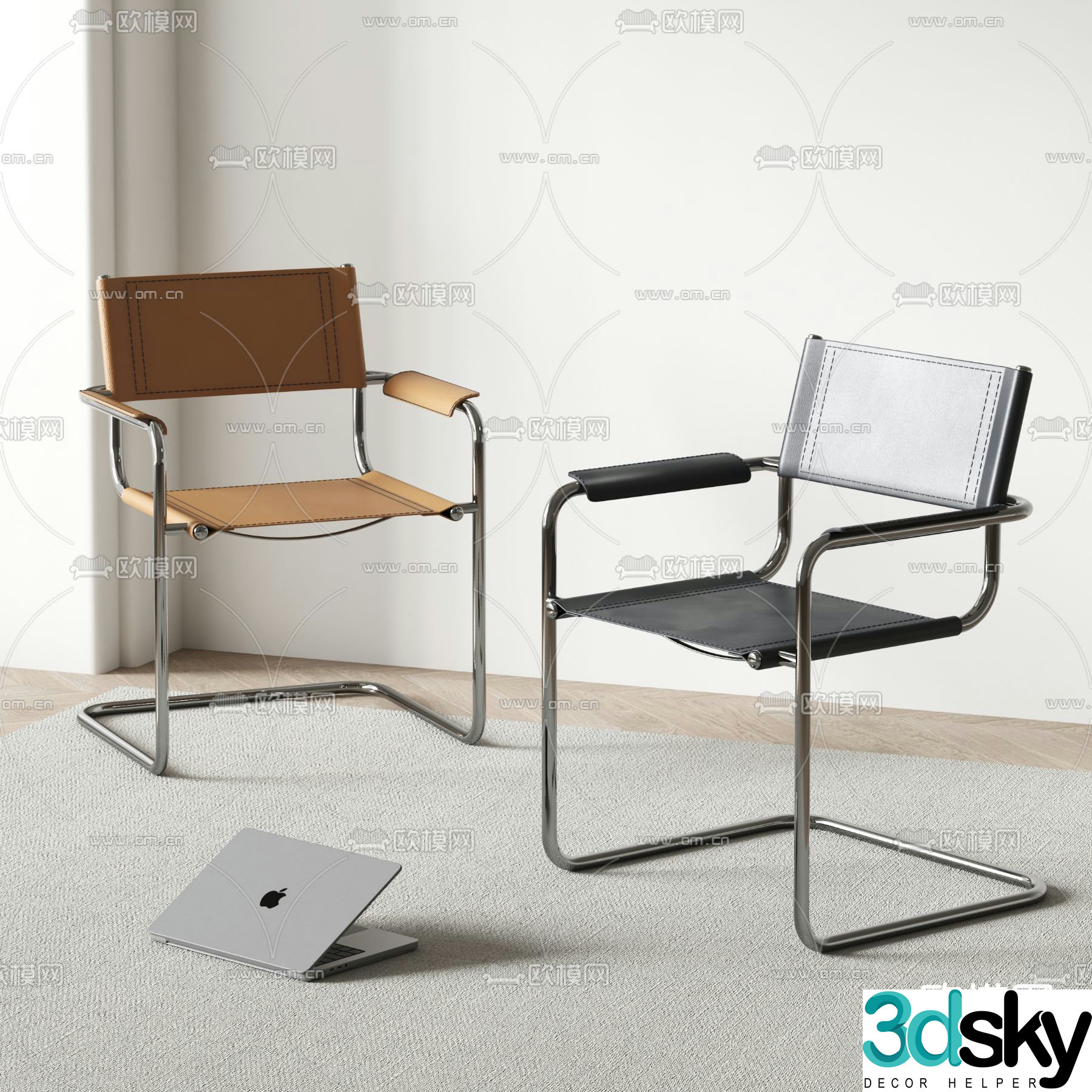 Modern leisure chair office chair leather chair 3d model