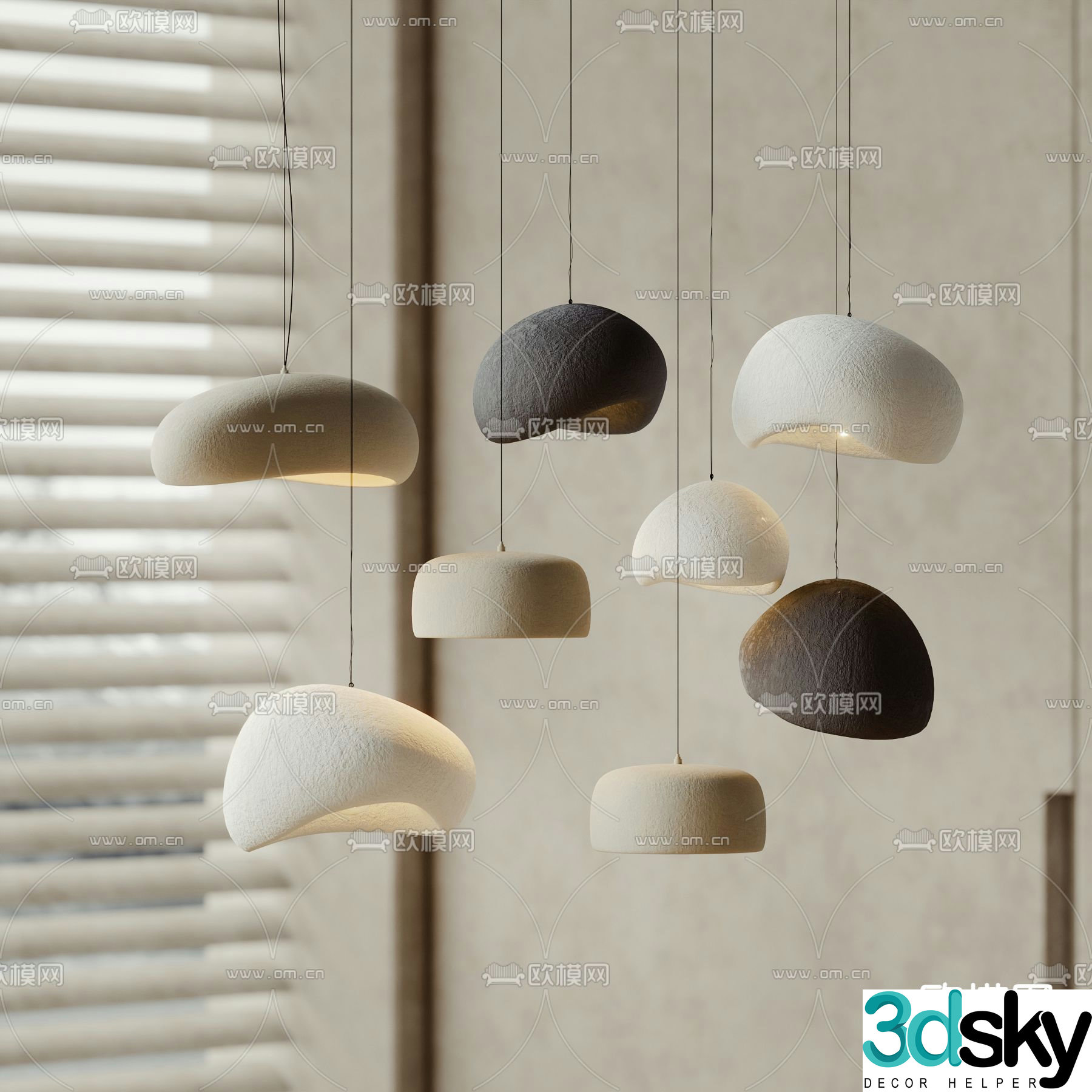 Creamy chandelier Decorative lamp 3d model