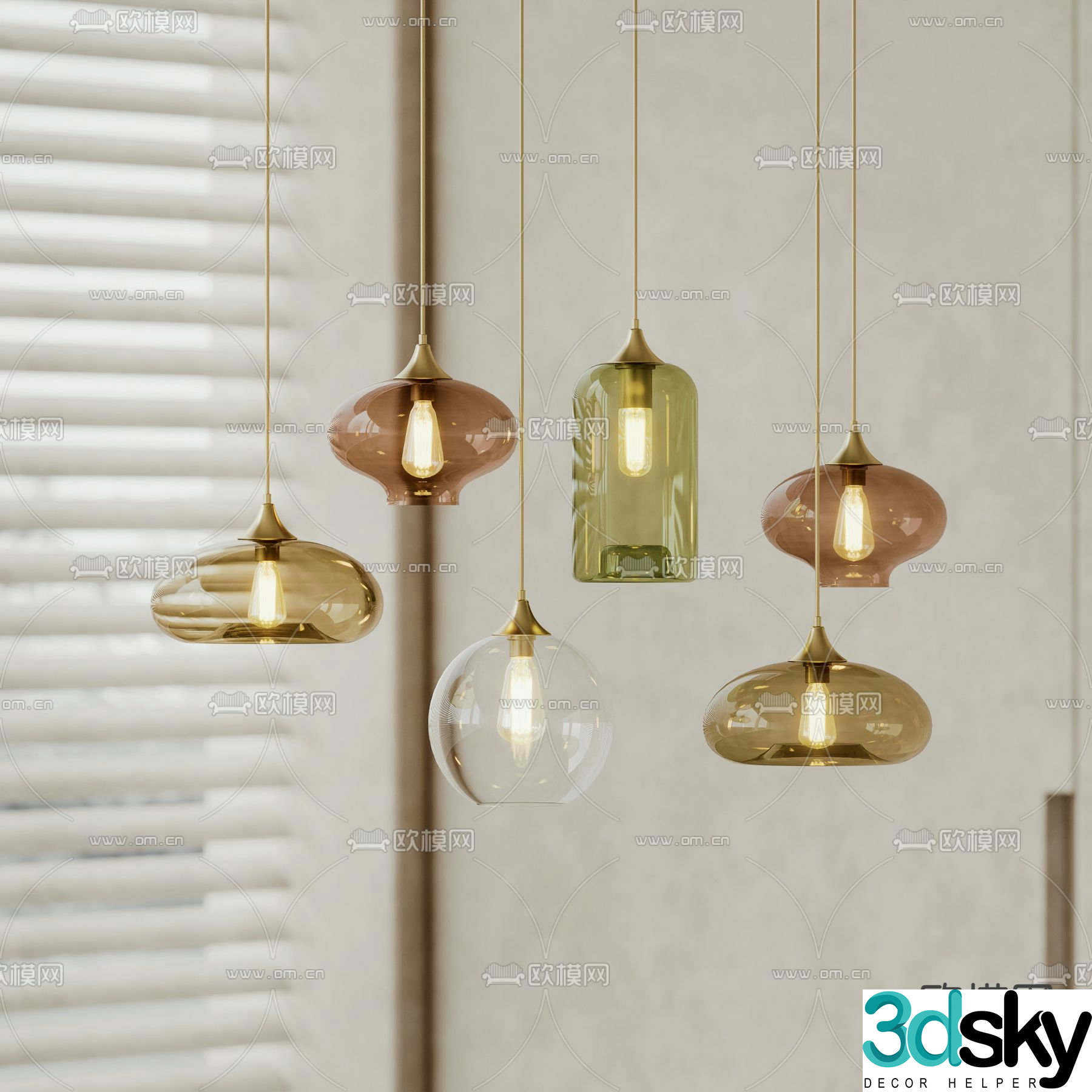 Glass small chandelier 3d model